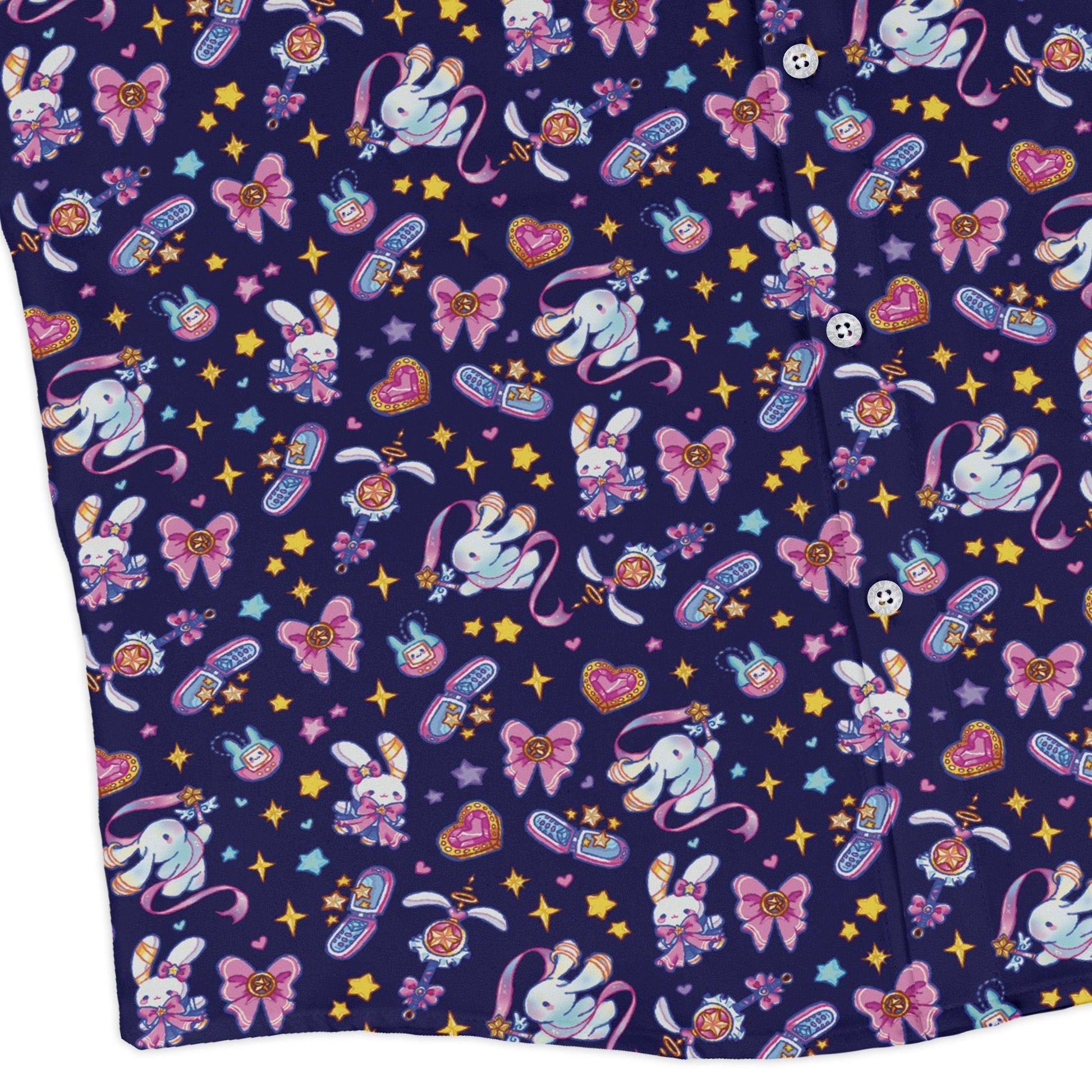 Magical Bunny Evolution Night Long Sleeve Button Up Shirt Geek Nerd adult sizing animal patterns anime