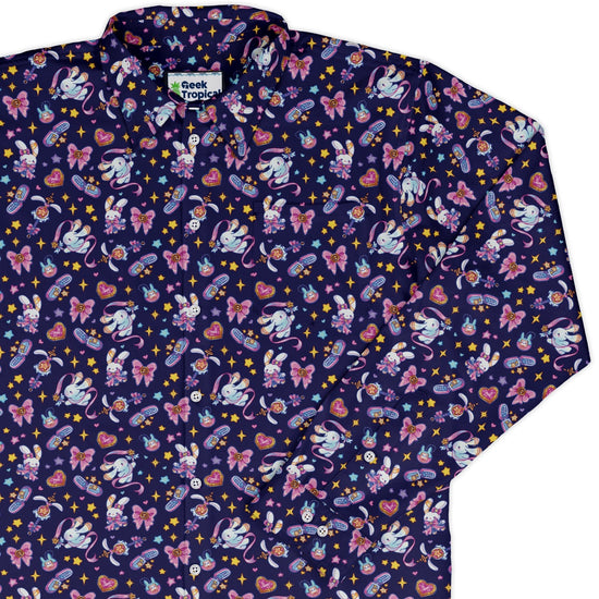 Magical Bunny Evolution Night Long Sleeve Button Up Shirt Geek Nerd adult sizing animal patterns anime