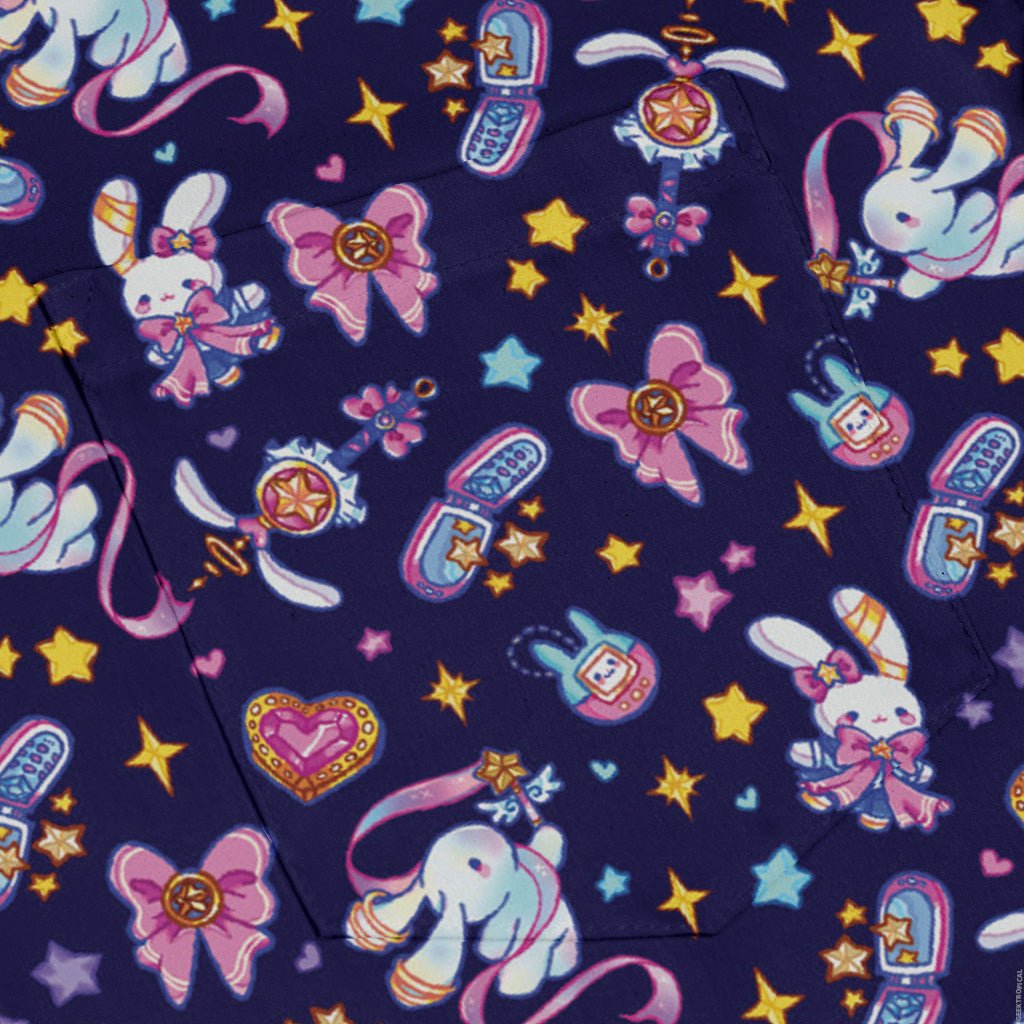 Magical Bunny Evolution Night Long Sleeve Button Up Shirt Geek Nerd adult sizing animal patterns anime