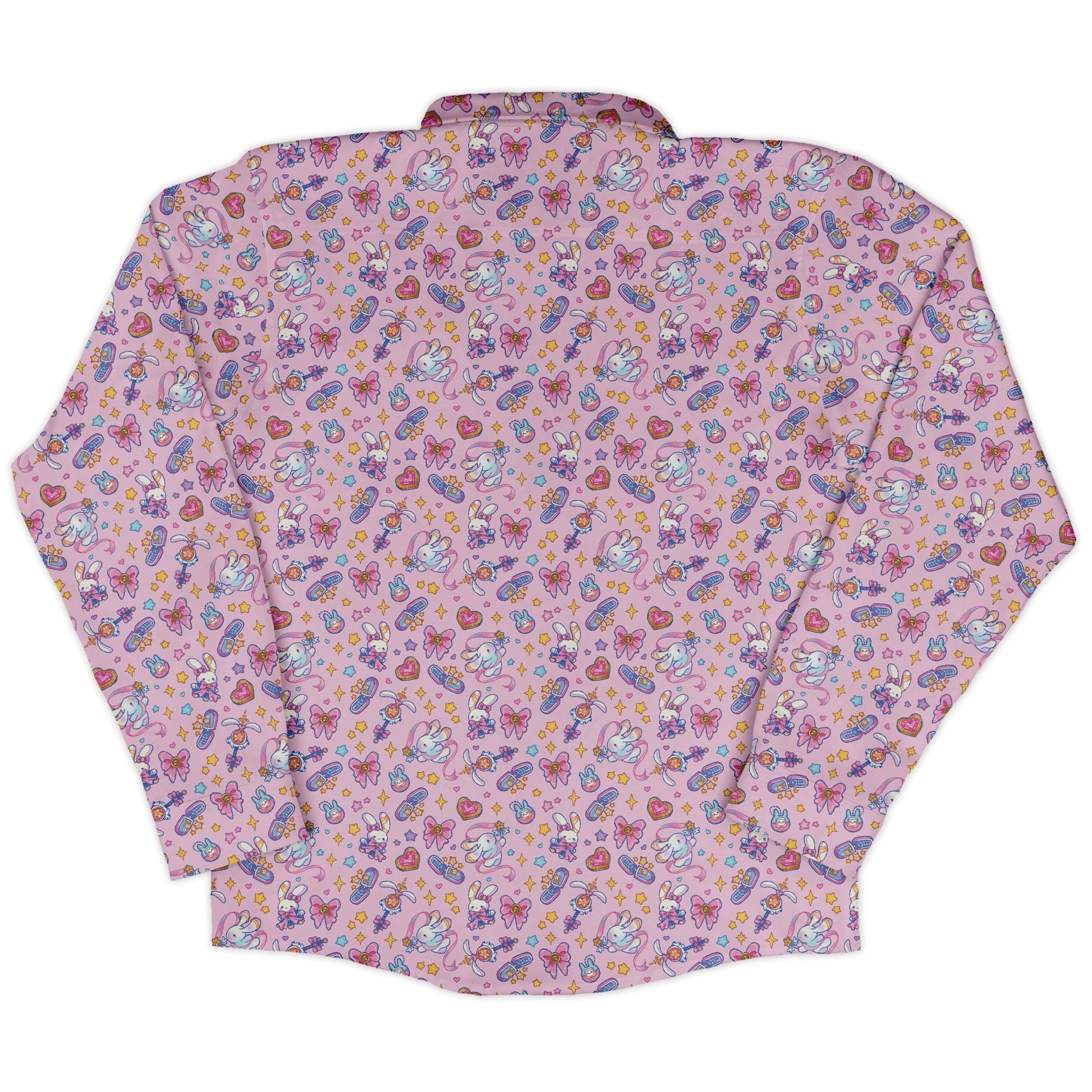 Magical Bunny Evolution Pink Long Sleeve Button Up Shirt Geek Nerd adult sizing animal patterns anime