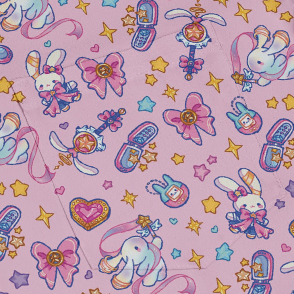 Magical Bunny Evolution Pink Long Sleeve Button Up Shirt Geek Nerd adult sizing animal patterns anime