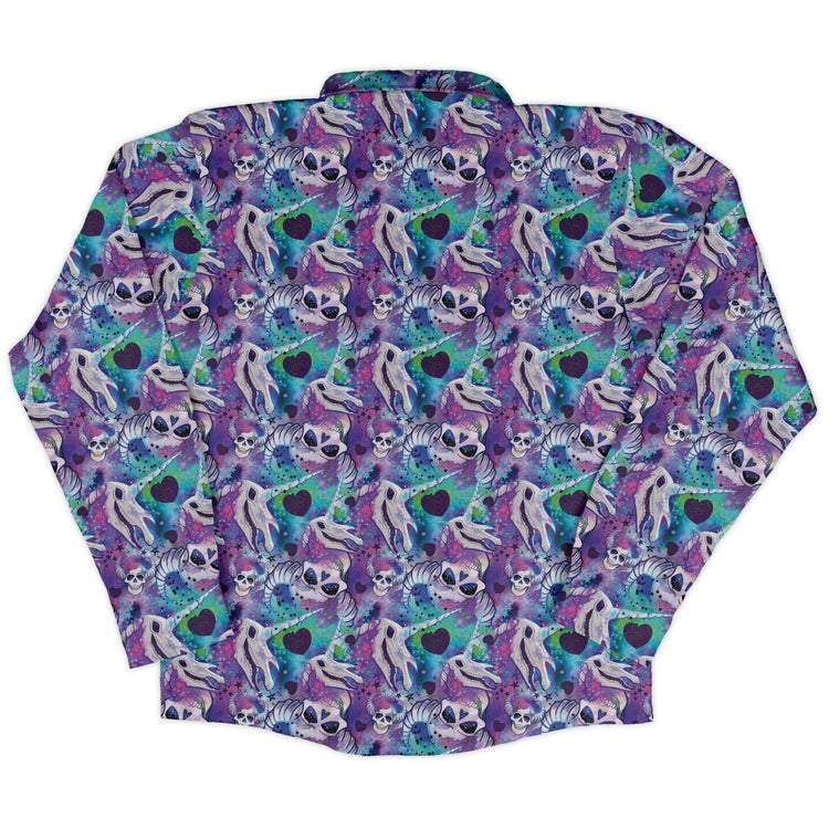 Magical Skulls Long Sleeve Button Up Shirt Geek Nerd adult sizing Designed by Rose Khan Fantasy Prints
