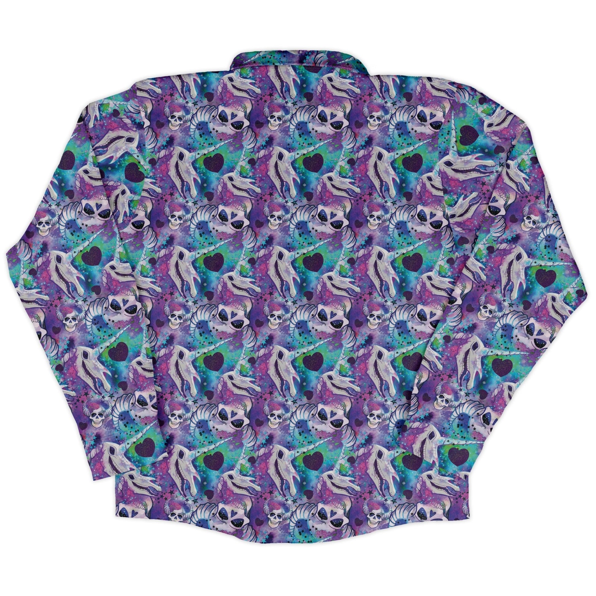 Magical Skulls Long Sleeve Button Up Shirt Geek Nerd adult sizing Designed by Rose Khan Fantasy Prints