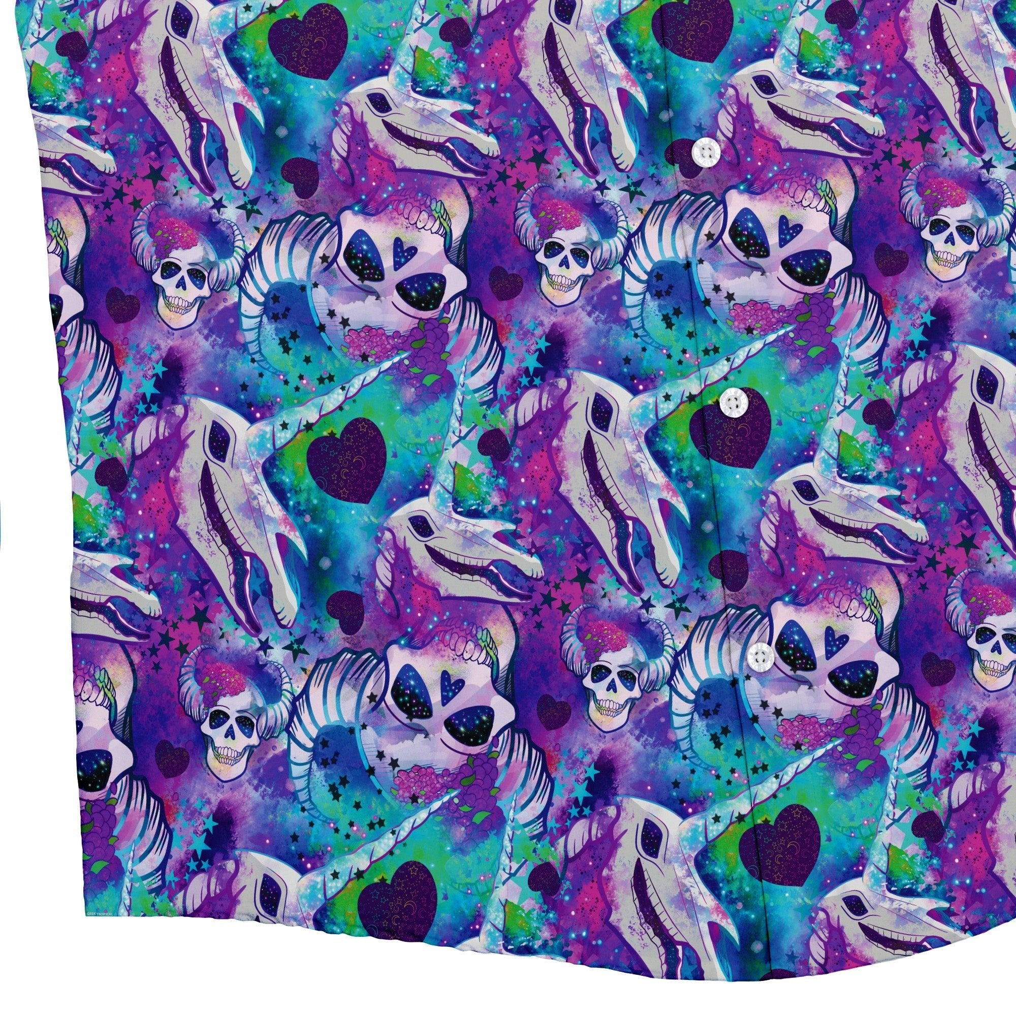 Magical Skulls Button Up Shirt - adult sizing - Designed by Rose Khan - Fantasy Prints