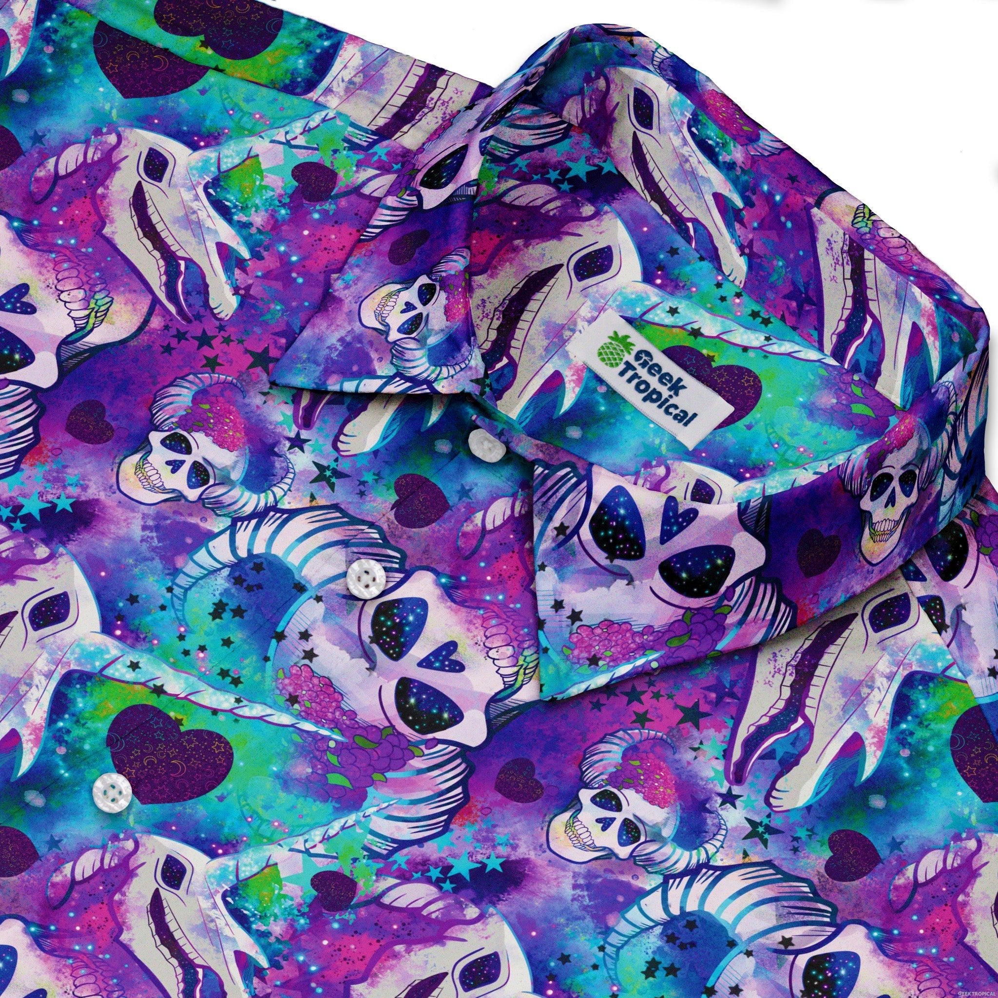 Magical Skulls Button Up Shirt - adult sizing - Designed by Rose Khan - Fantasy Prints