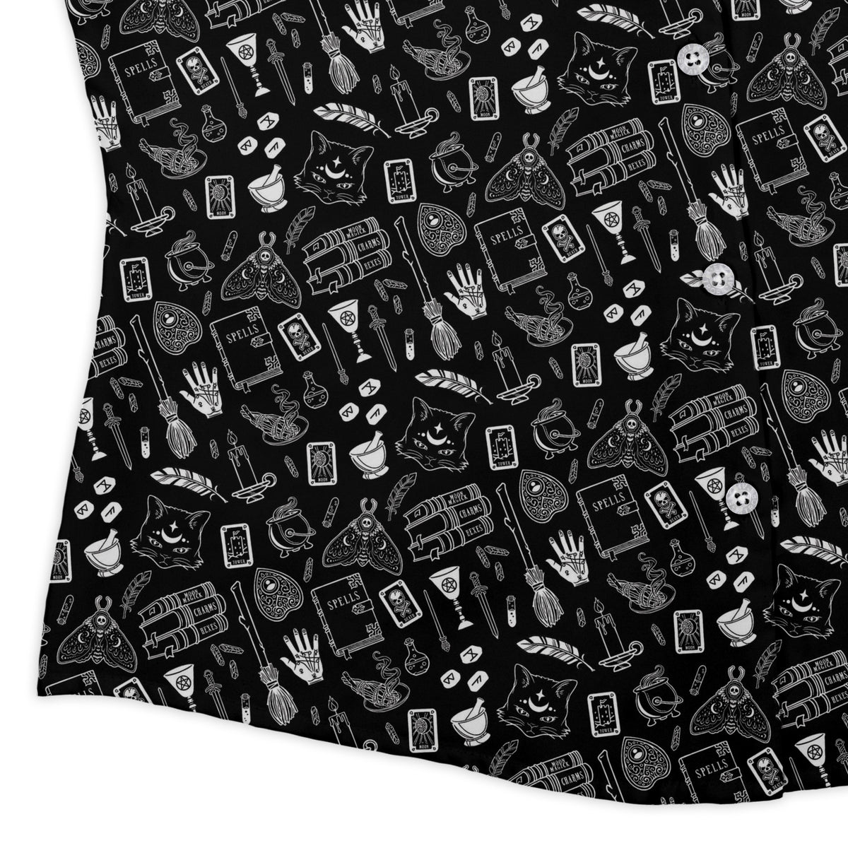 Magick Stuff Curvy Button Up Shirt womens corner