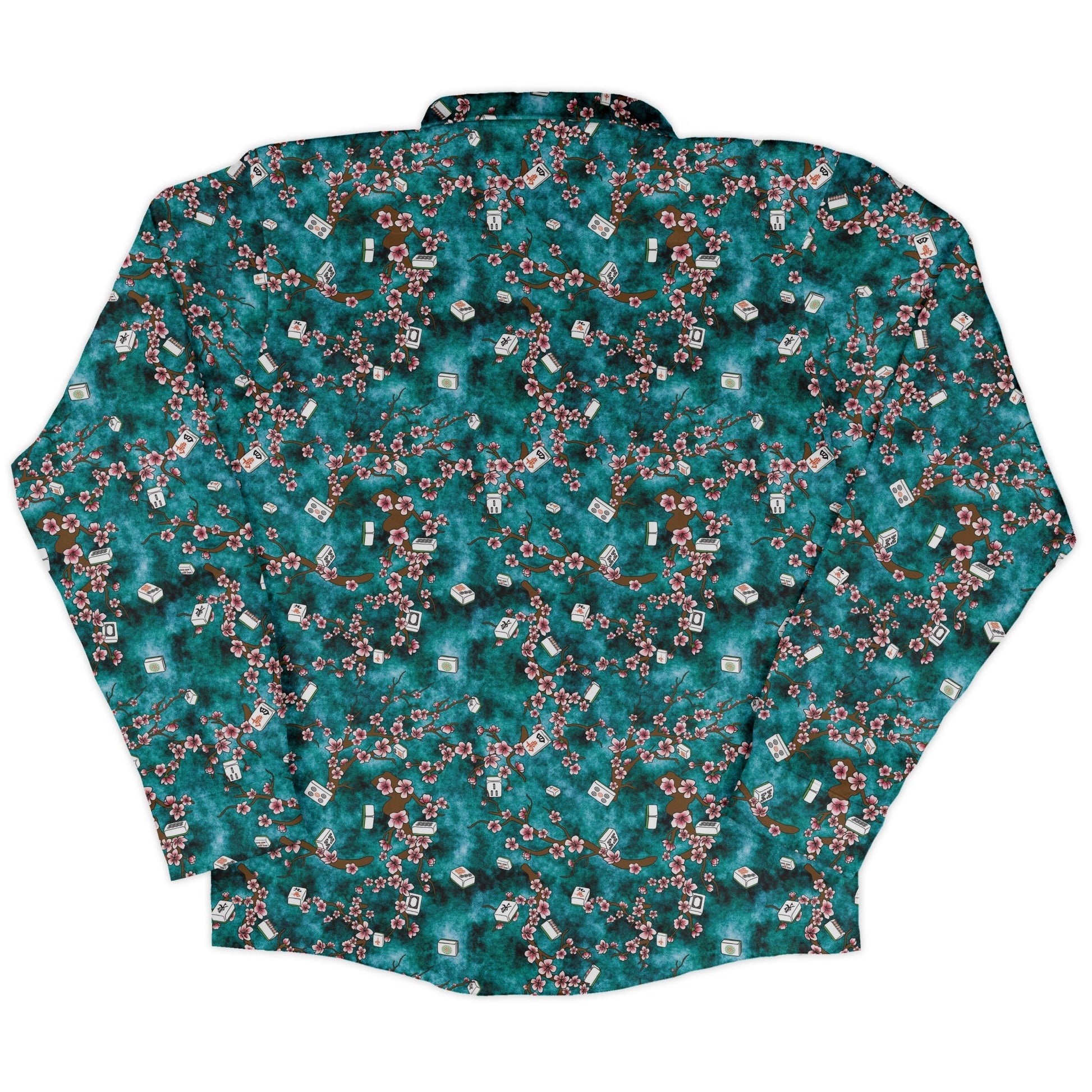 Mahjong Tiles Pond Anime Long Sleeve Button Up Shirt Geek Nerd adult sizing Anime board game print