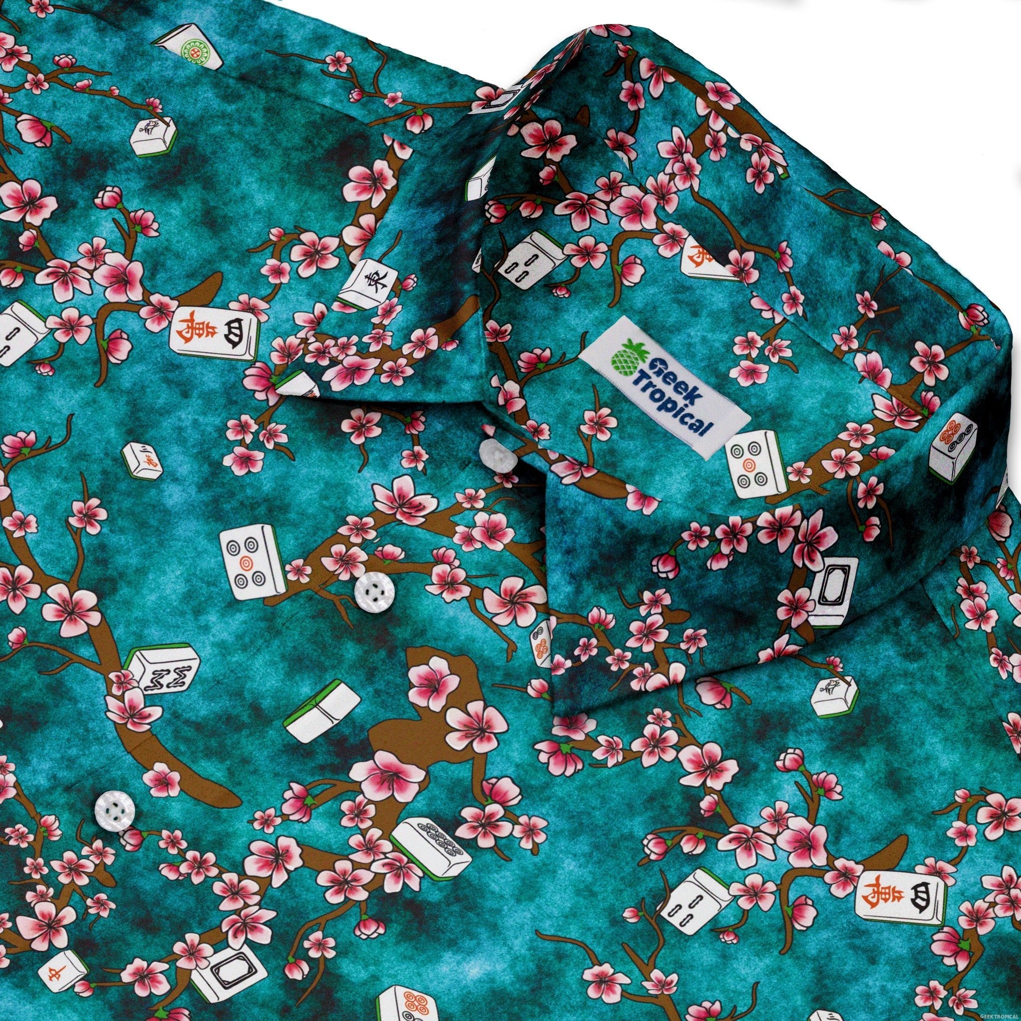 Mahjong Tiles Pond Anime Button Up Shirt - adult sizing - Anime - board game print