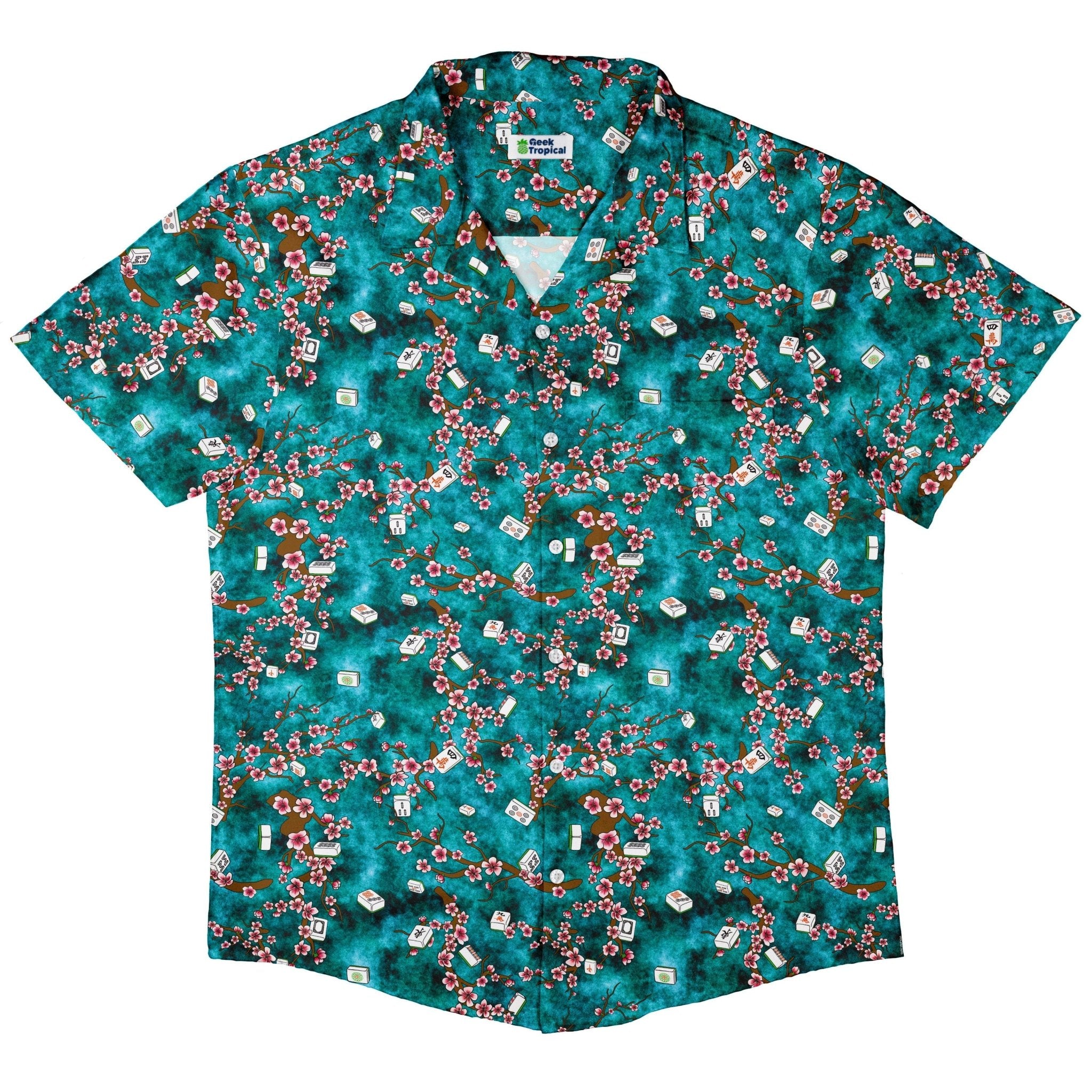 Mahjong Tiles Pond Anime Button Up Shirt - adult sizing - Anime - board game print