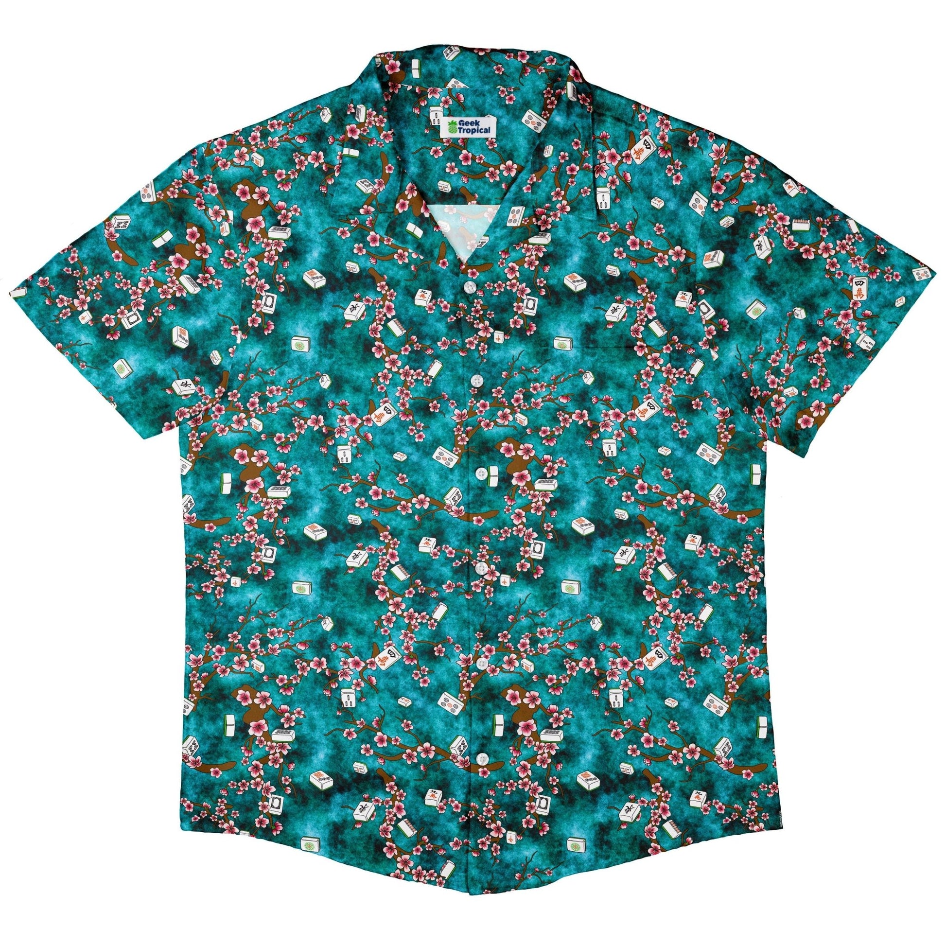 Mahjong Tiles Pond Anime Button Up Shirt - adult sizing - Anime - board game print