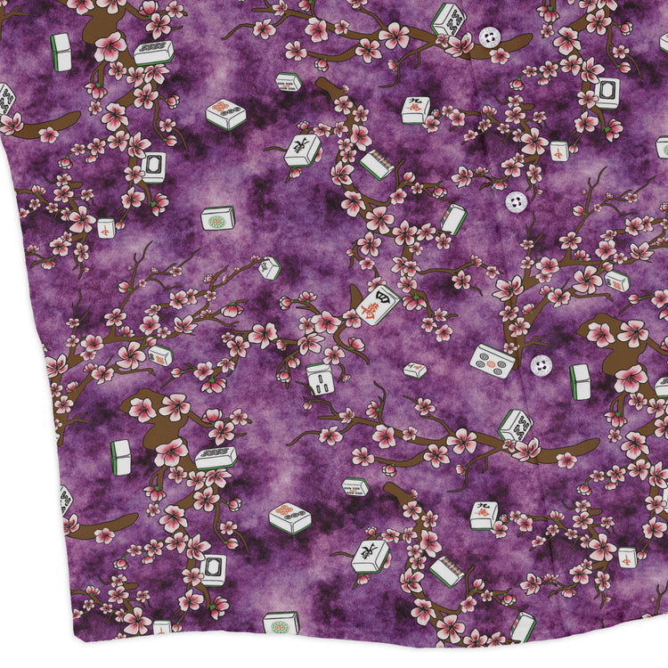 Mahjong Tiles Purple Anime Long Sleeve Button Up Shirt Geek Nerd adult sizing Anime board game print