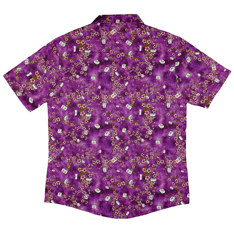 Mahjong Tiles Purple Anime Button Up Shirt - adult sizing - Anime - board game print