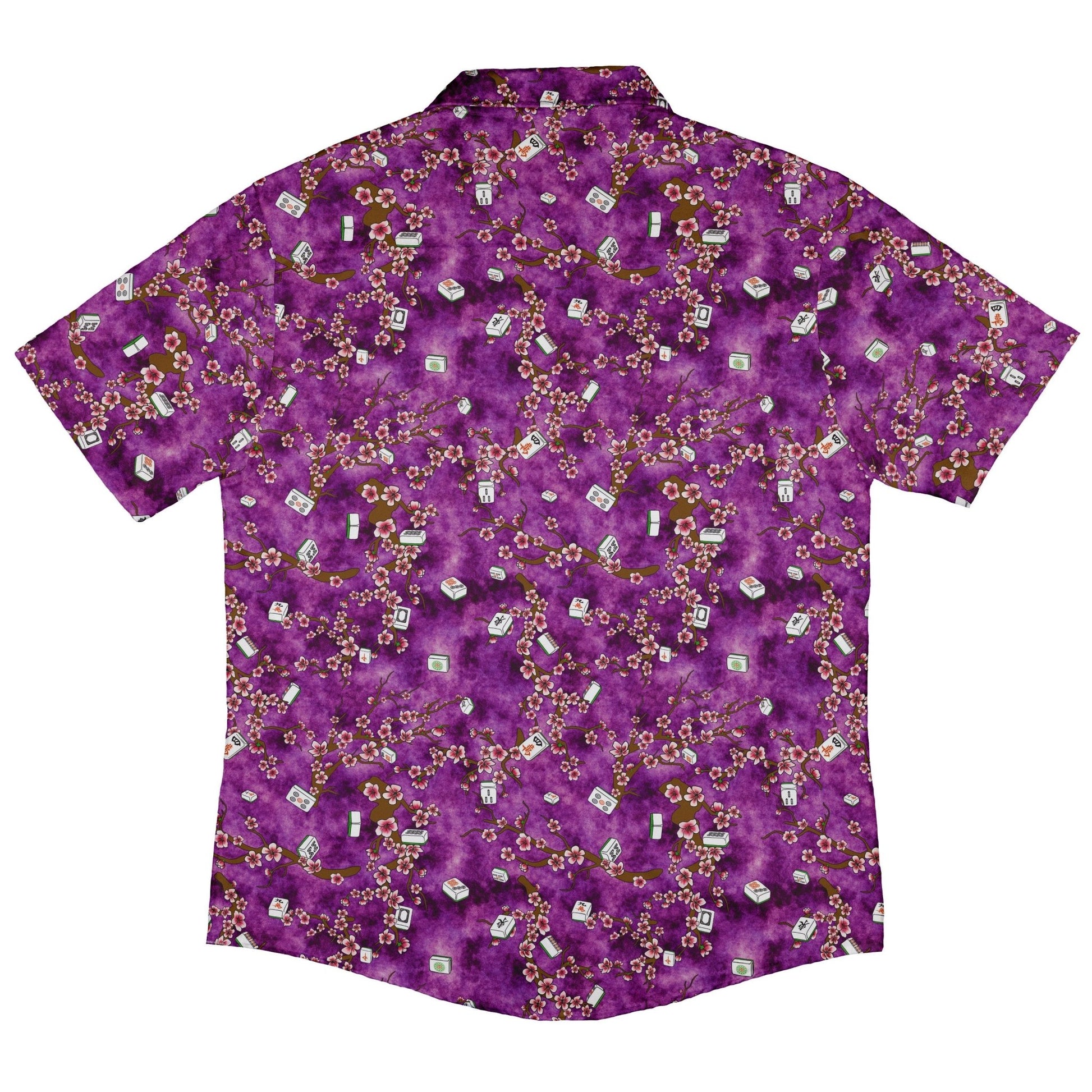 Mahjong Tiles Purple Anime Button Up Shirt - adult sizing - Anime - board game print