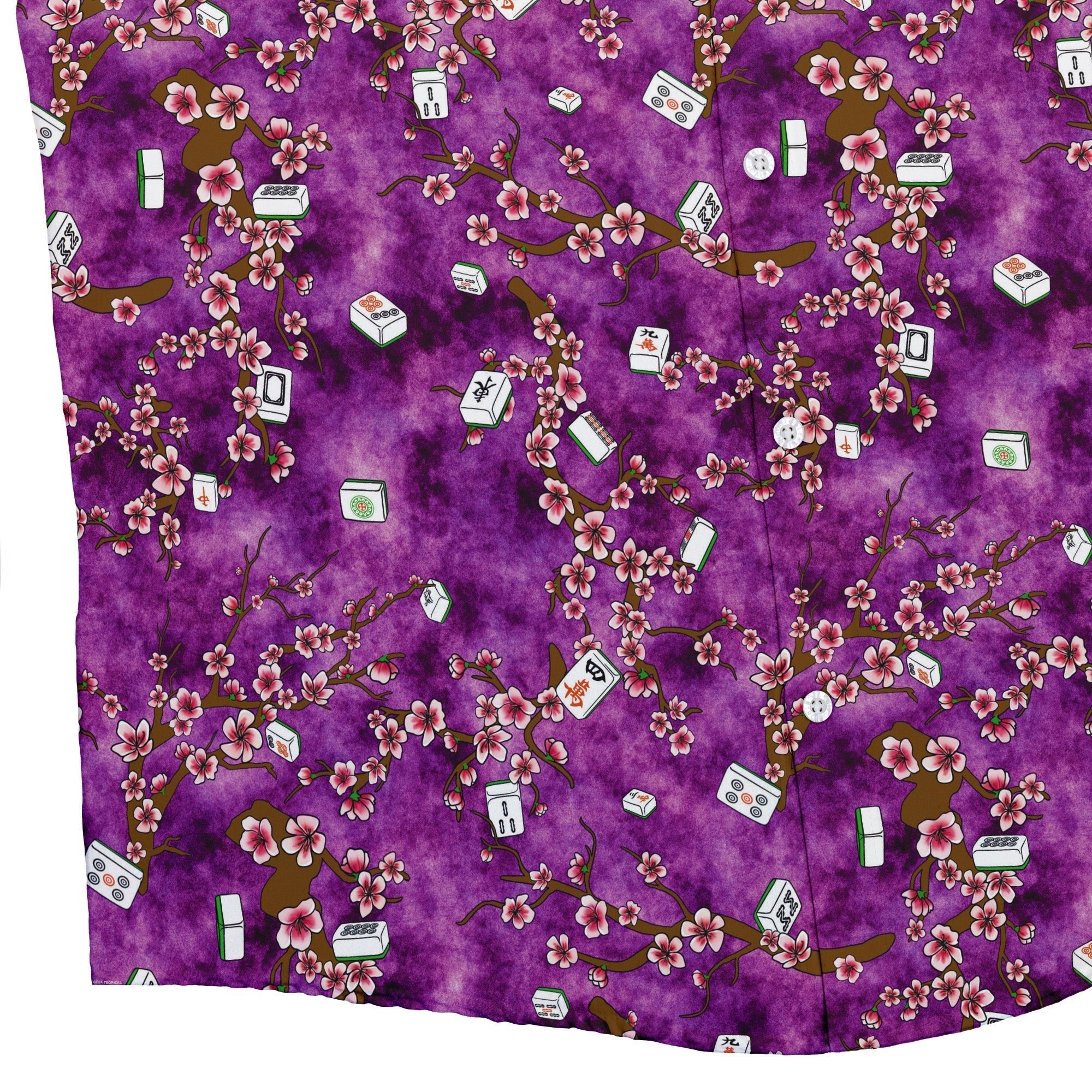 Mahjong Tiles Purple Anime Button Up Shirt - adult sizing - Anime - board game print