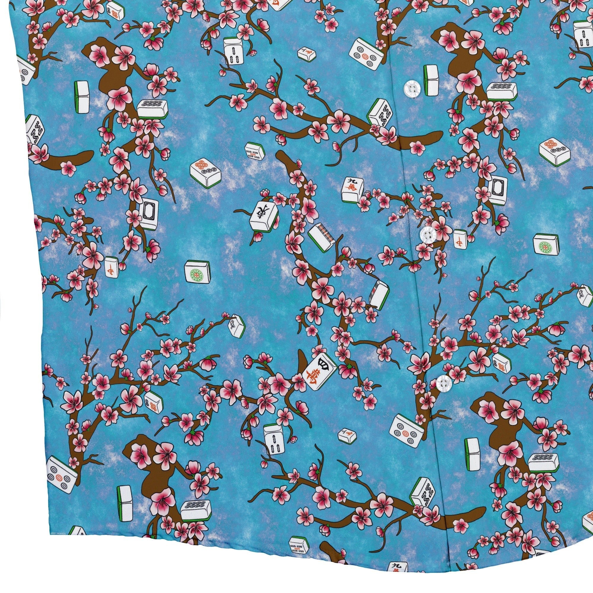 Mahjong Tiles Sunrise Anime Button Up Shirt - adult sizing - Anime - board game print