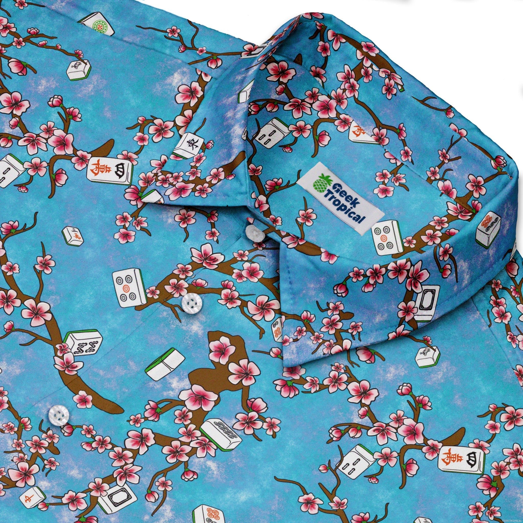 Mahjong Tiles Sunrise Anime Button Up Shirt - adult sizing - Anime - board game print