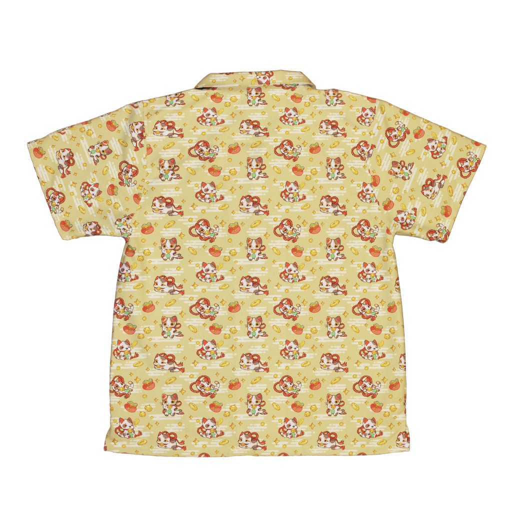 Maneki Cat Gold Youth Hawaiian Shirt Geek Nerd animal patterns anime Design by Ardi Tong