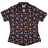 Maneki Cat Navy Curvy Button Up Shirt Geek Nerd animal patterns anime Design by Ardi Tong