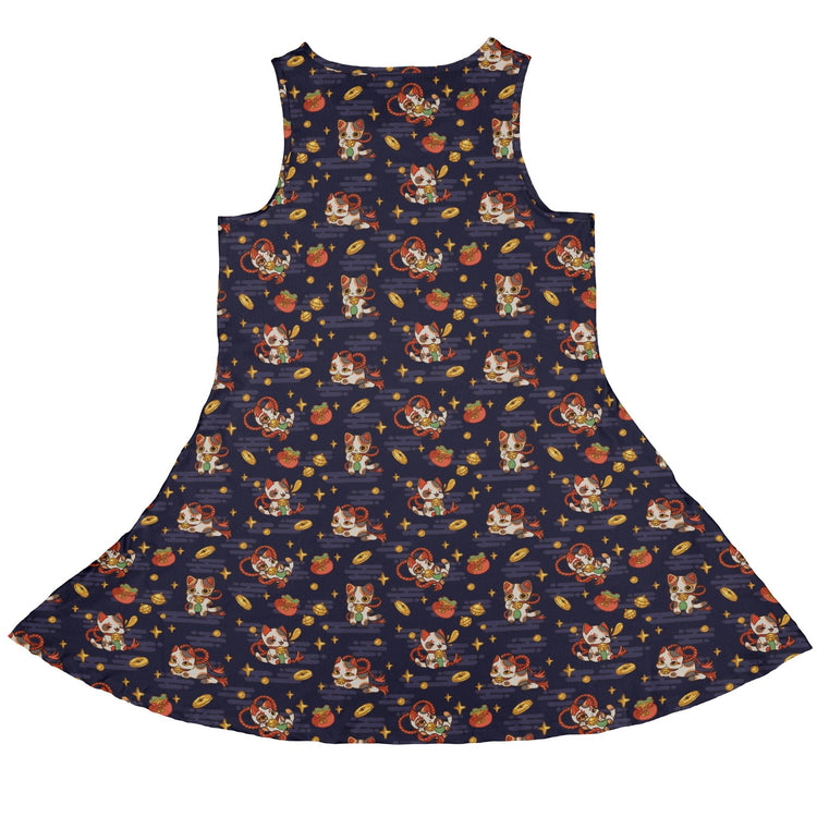 Maneki Cat Navy Dress Geek Nerd animal patterns anime Design by Ardi Tong