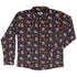 Maneki Cat Navy Long Sleeve Button Up Shirt Geek Nerd adult sizing animal patterns anime