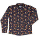 Maneki Cat Navy Long Sleeve Button Up Shirt Geek Nerd adult sizing animal patterns anime