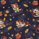 Maneki Cat Navy Long Sleeve Button Up Shirt Geek Nerd adult sizing animal patterns anime
