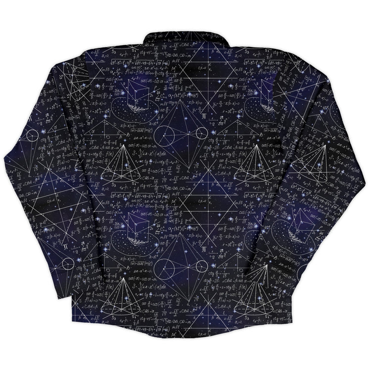 Math And Physics Space Long Sleeve Button Up Shirt Geek Nerd adult sizing FLOW DESC WRITING mathematics print