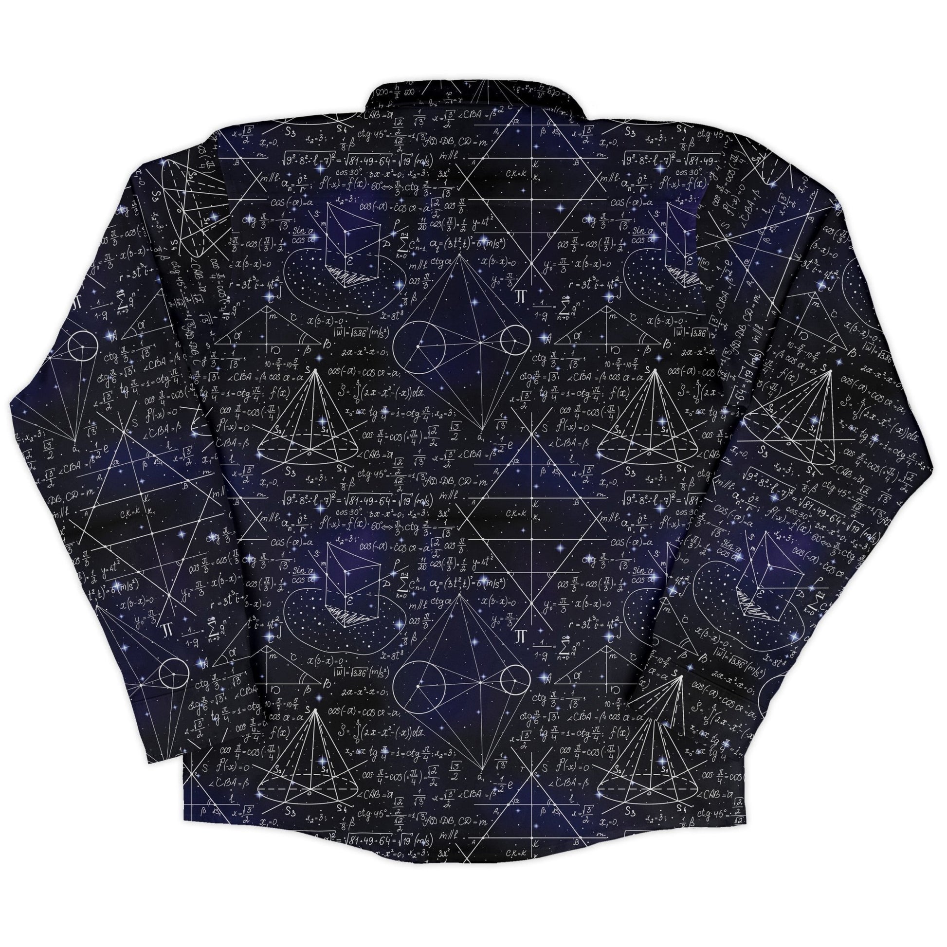 Math And Physics Space Long Sleeve Button Up Shirt Geek Nerd adult sizing FLOW DESC WRITING mathematics print
