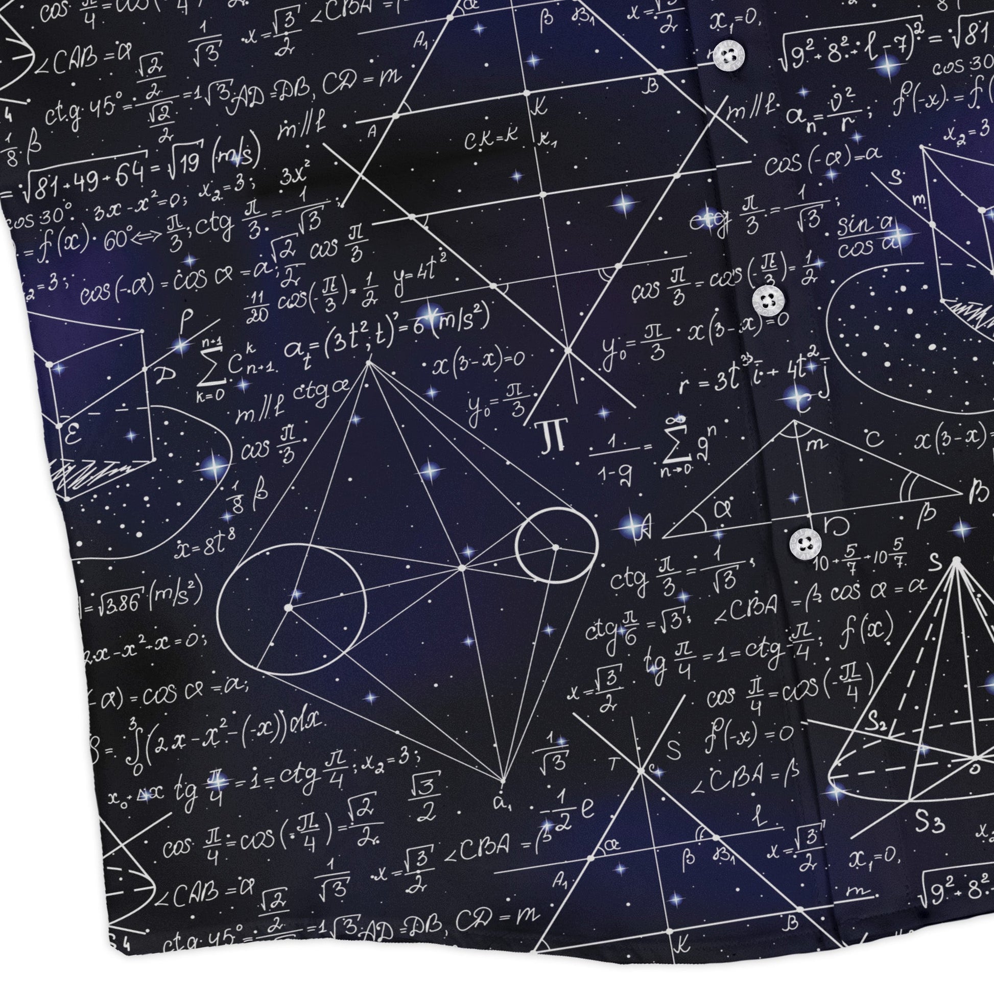 Math And Physics Space Long Sleeve Button Up Shirt Geek Nerd adult sizing FLOW DESC WRITING mathematics print