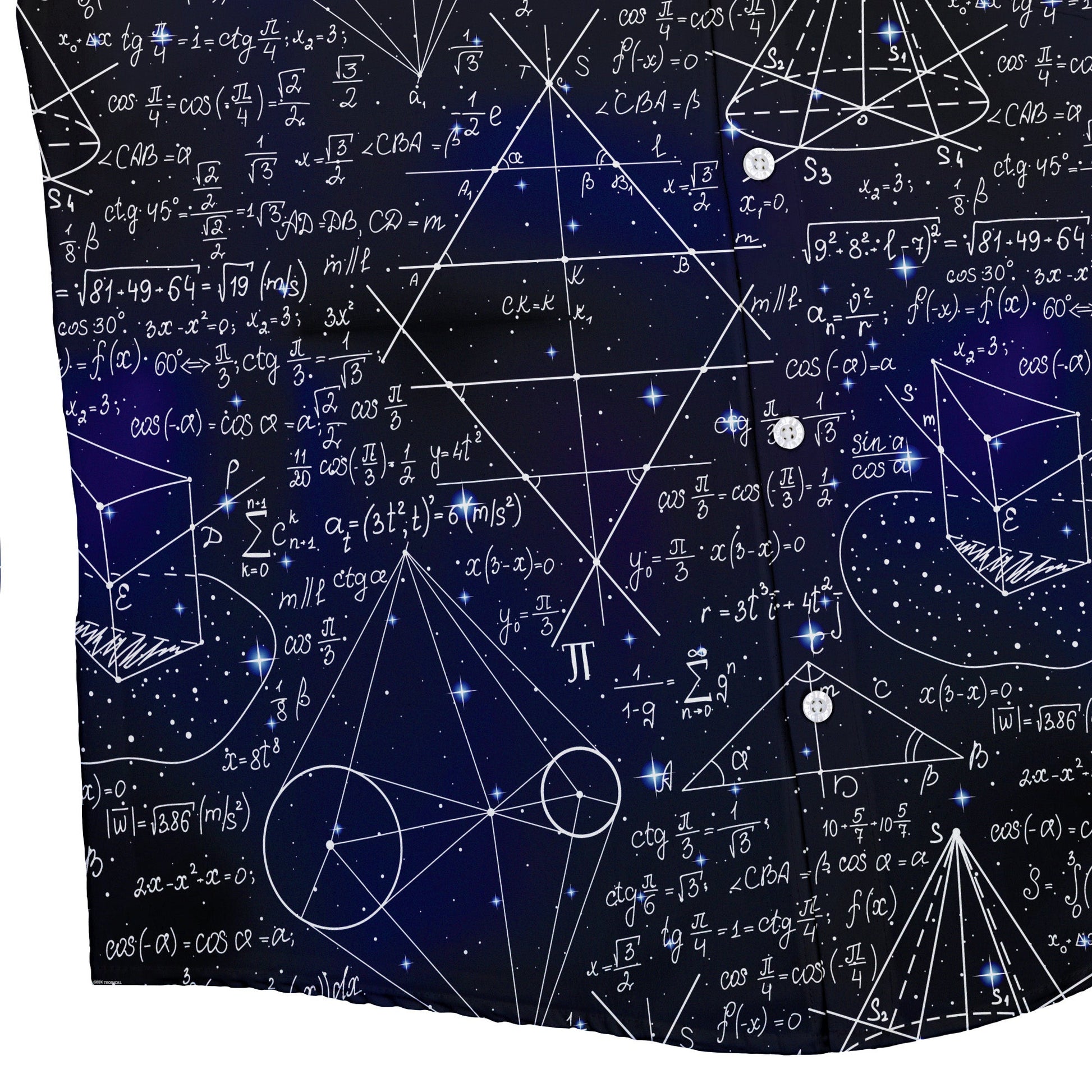 Math And Physics Space Button Up Shirt - adult sizing - mathematics print - Maximalist Patterns