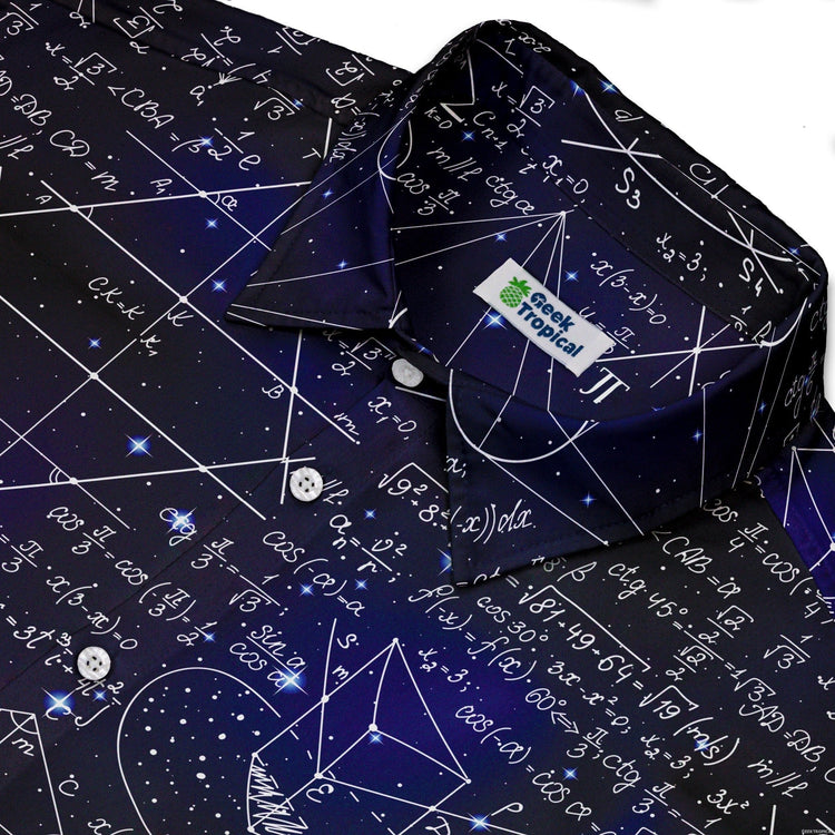 Ready-to-Ship Math And Physics Space Button Up Shirt - adult sizing - mathematics print - Maximalist Patterns