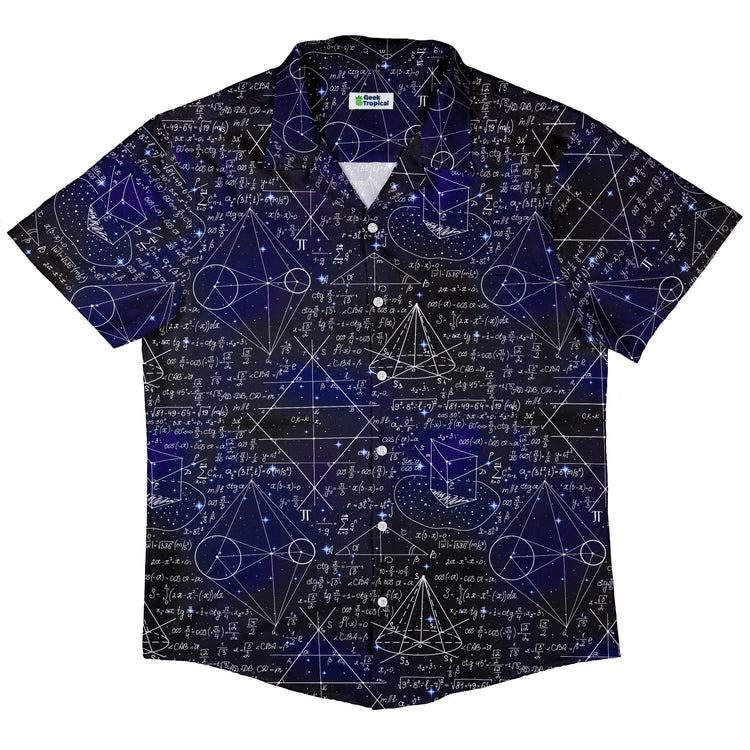 Math And Physics Space Button Up Shirt - adult sizing - mathematics print - Maximalist Patterns