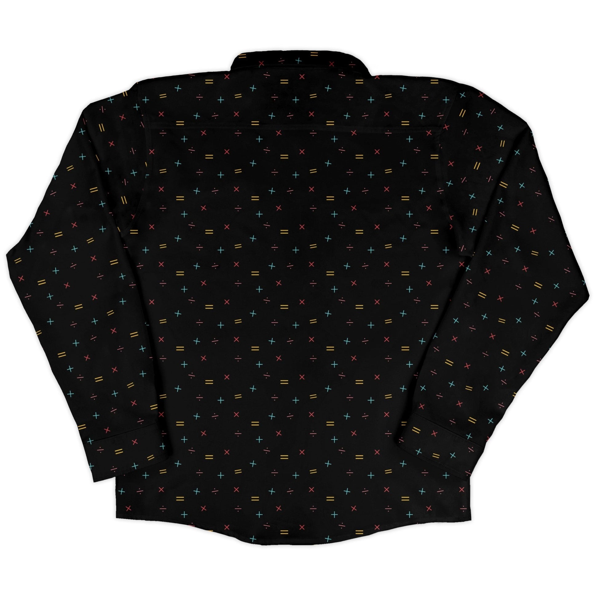 Math Symbols Black Long Sleeve Button Up Shirt Geek Nerd adult sizing FLOW DESC WRITING mathematics print