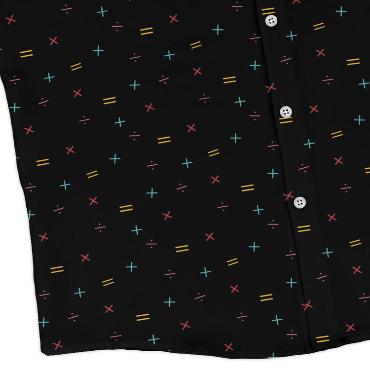 Math Symbols Black Long Sleeve Button Up Shirt Geek Nerd adult sizing FLOW DESC WRITING mathematics print