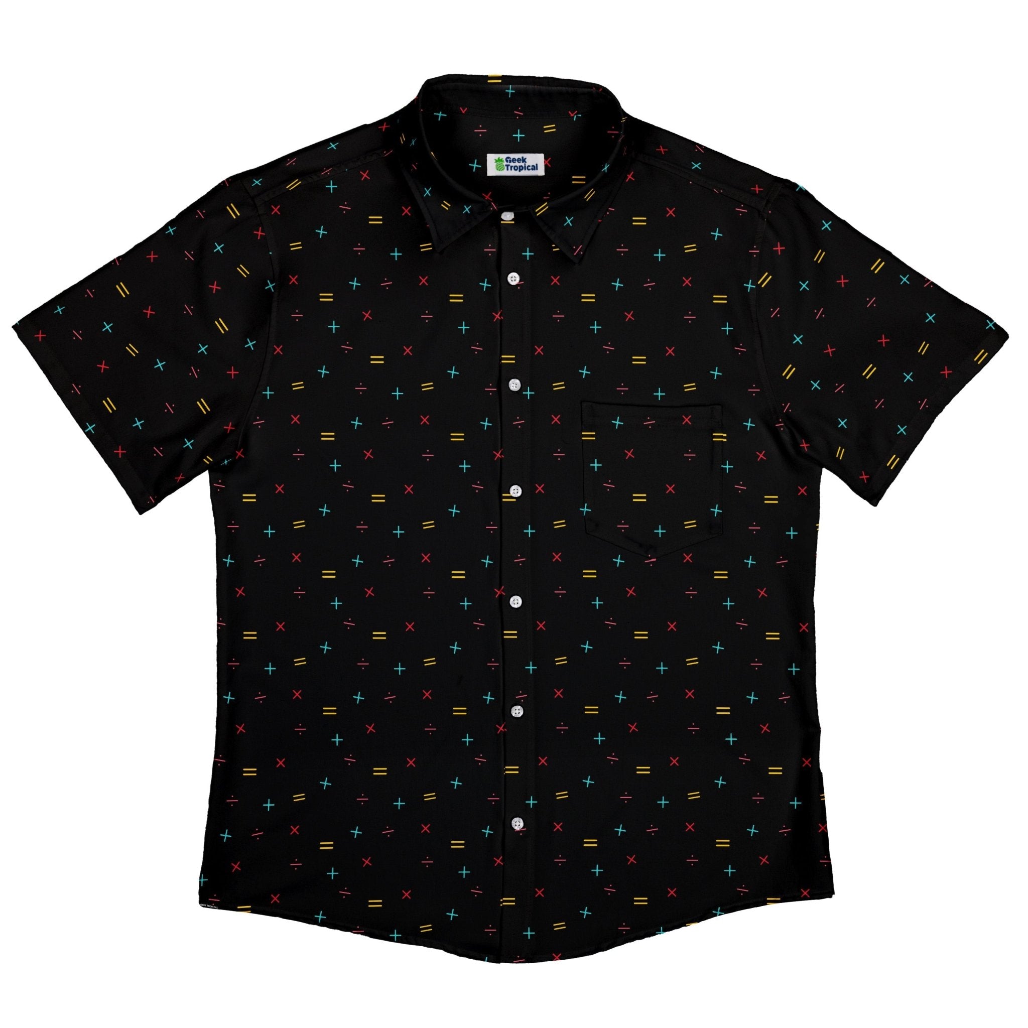 Math Symbols Black Button Up Shirt - adult sizing - mathematics print - Simple Patterns