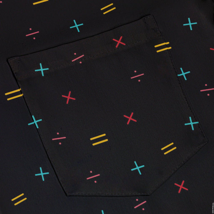 Math Symbols Black Button Up Shirt - adult sizing - mathematics print - Simple Patterns