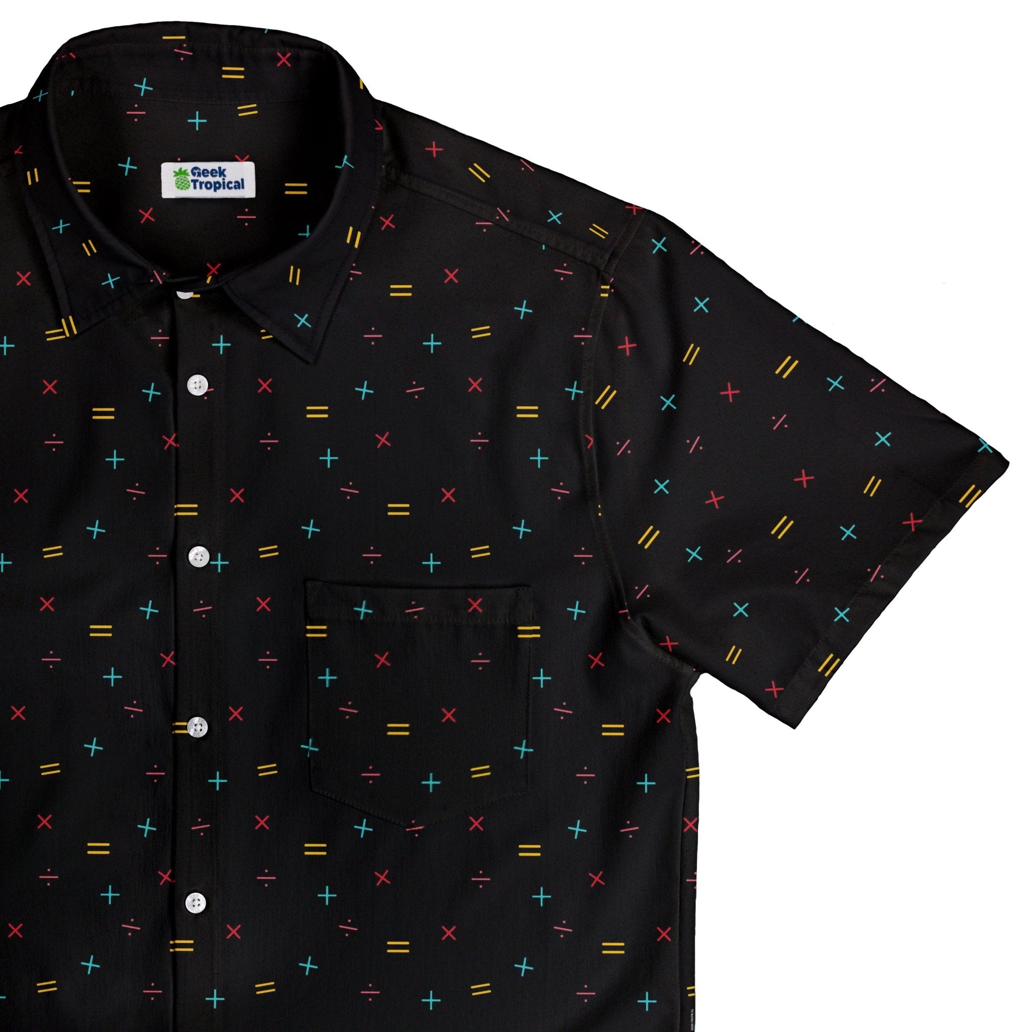 Math Symbols Black Button Up Shirt - adult sizing - mathematics print - Simple Patterns