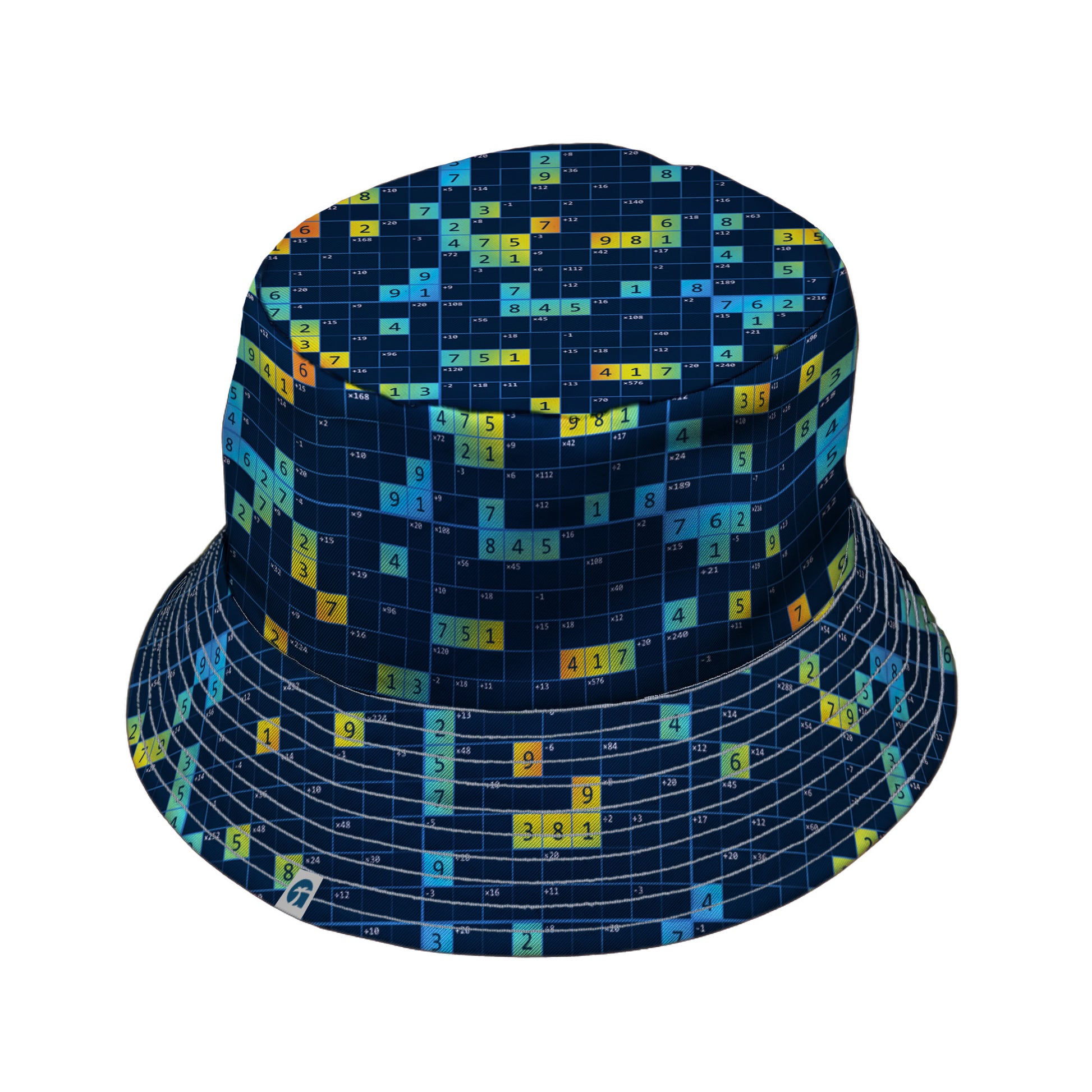 Mathdoku Puzzle Bucket Hat Gray Stitching