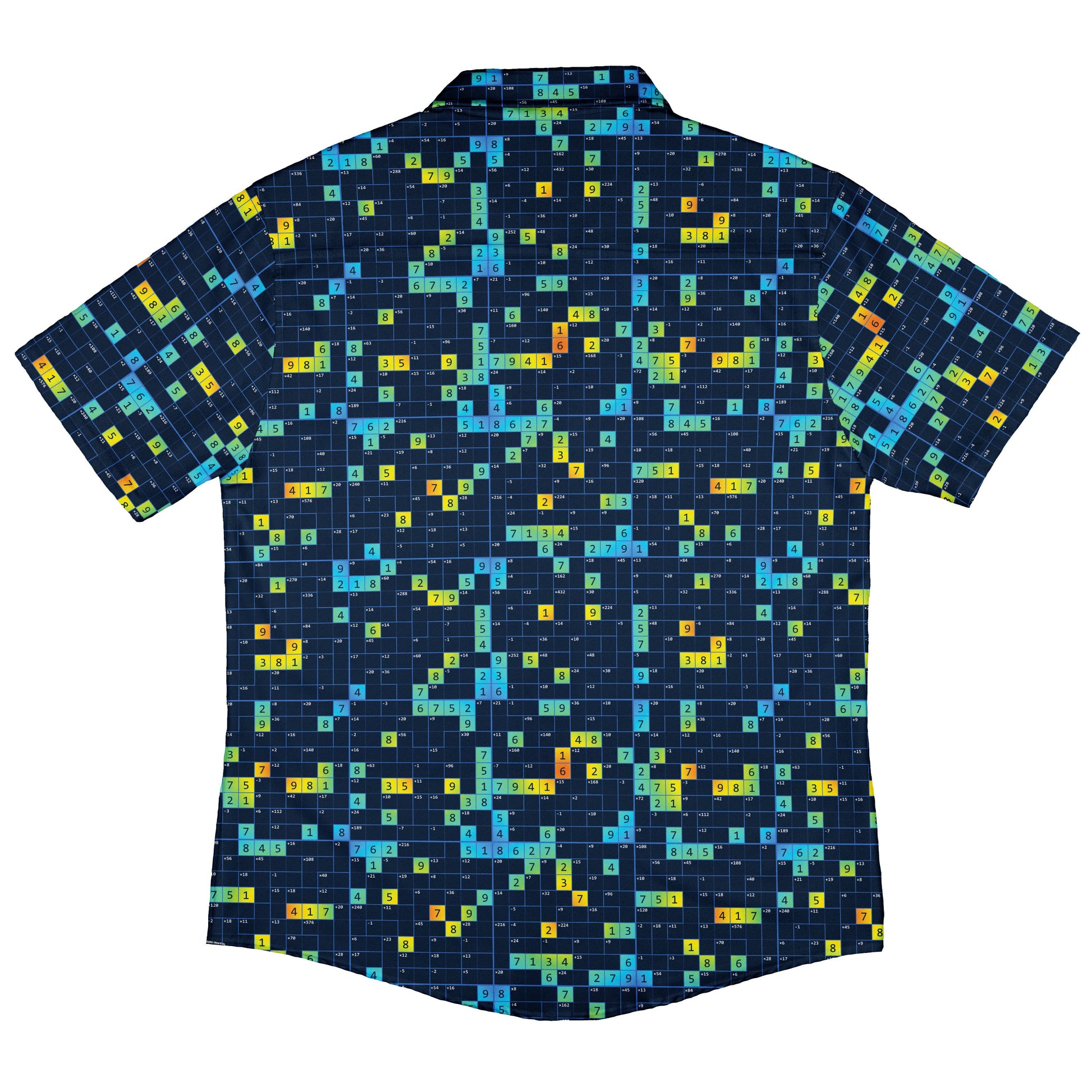Mathdoku Puzzle Button Up Shirt Back
