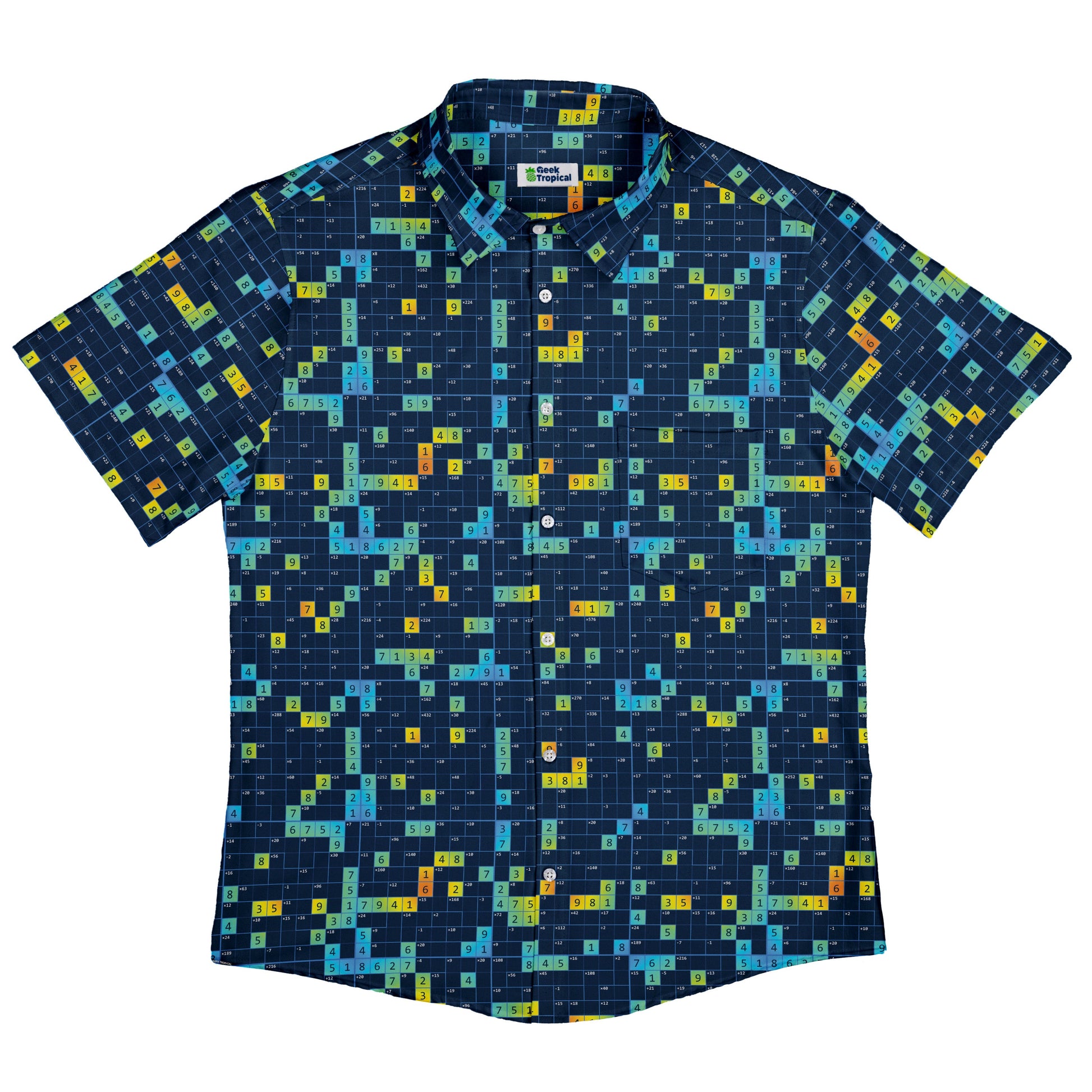 Mathdoku Puzzle Button Up Shirt Flat Front