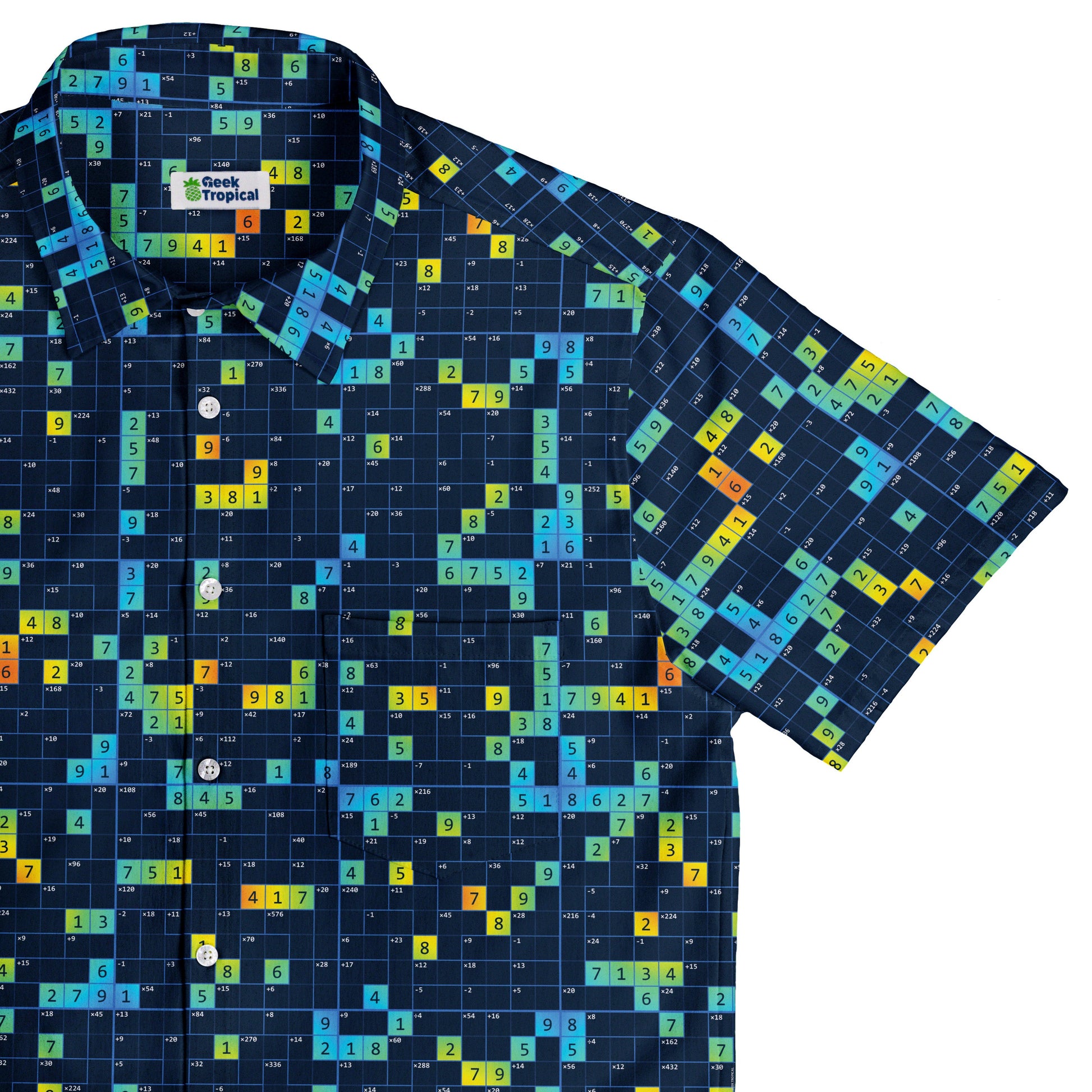 Mathdoku Puzzle Button Up Shirt Top Corner