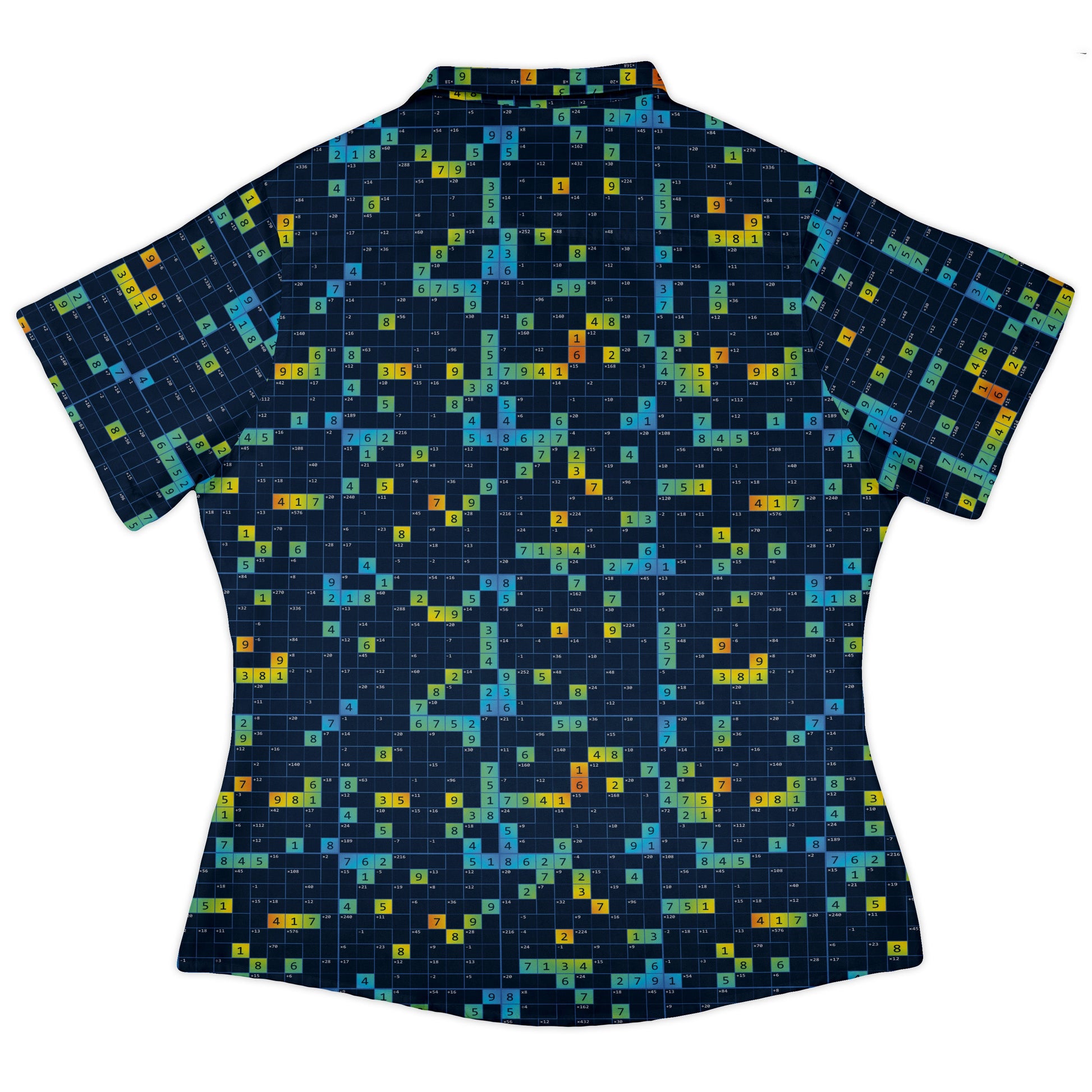 Mathdoku Puzzle Curvy Button Up Shirt womens back