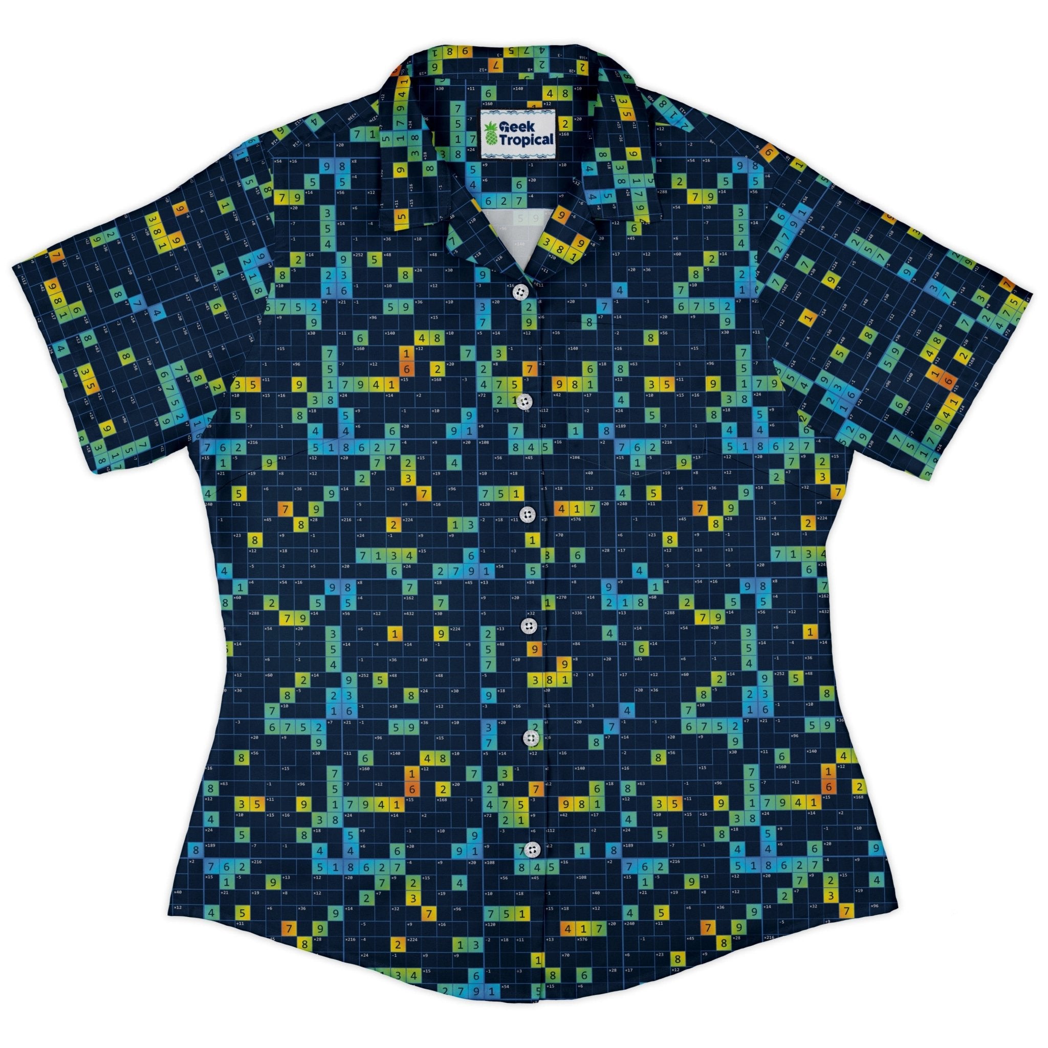 Mathdoku Puzzle Curvy Button Up Shirt 2
