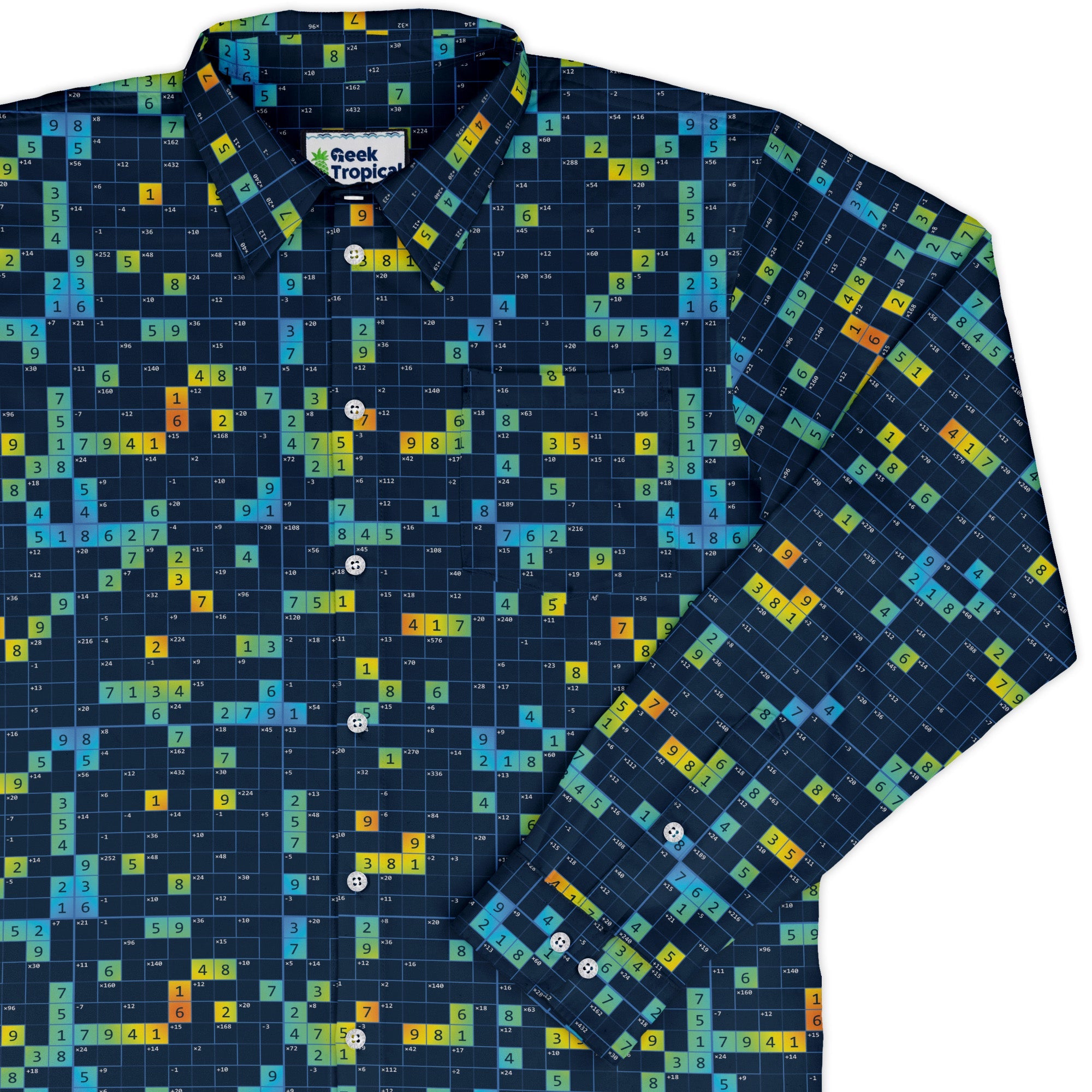 Mathdoku Puzzle Long Sleeve Button Up Shirt cover
