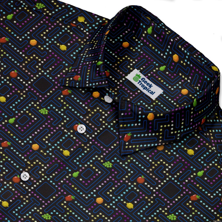 Maze Muncher Arcade Game Button Up Shirt - adult sizing - Designs by Nathan - Q3