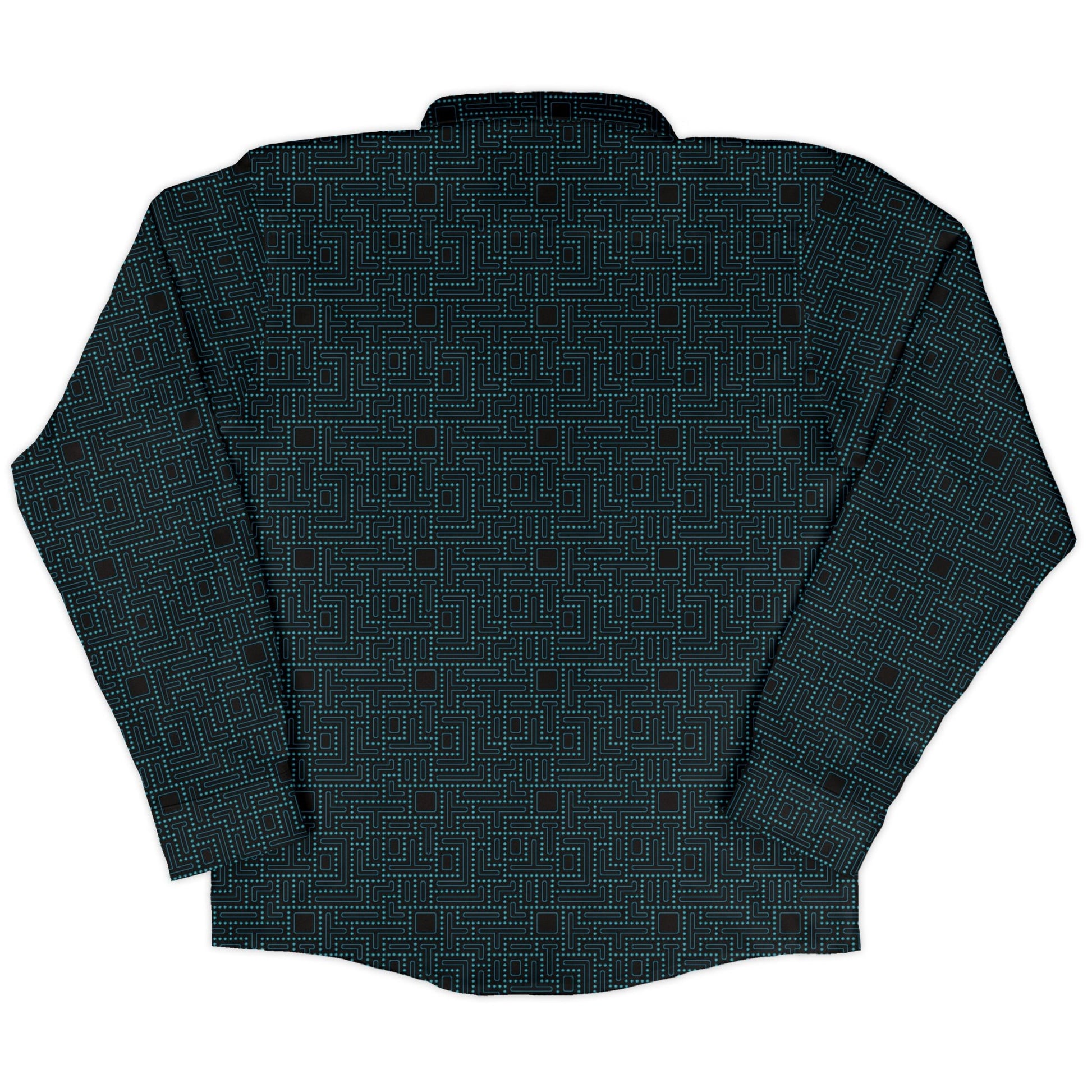 Maze Runner Neon Arcade Game Long Sleeve Button Up Shirt Geek Nerd adult sizing Designs by Nathan FLOW DESC WRITING