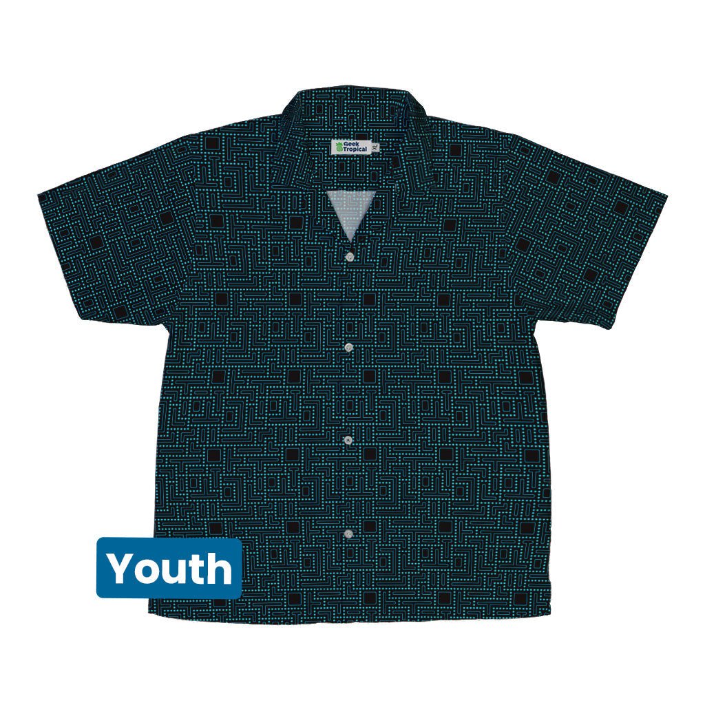 Maze Runner Neon Arcade Game Youth Hawaiian Shirt - Designs by Nathan - Q3 - video game arcade print