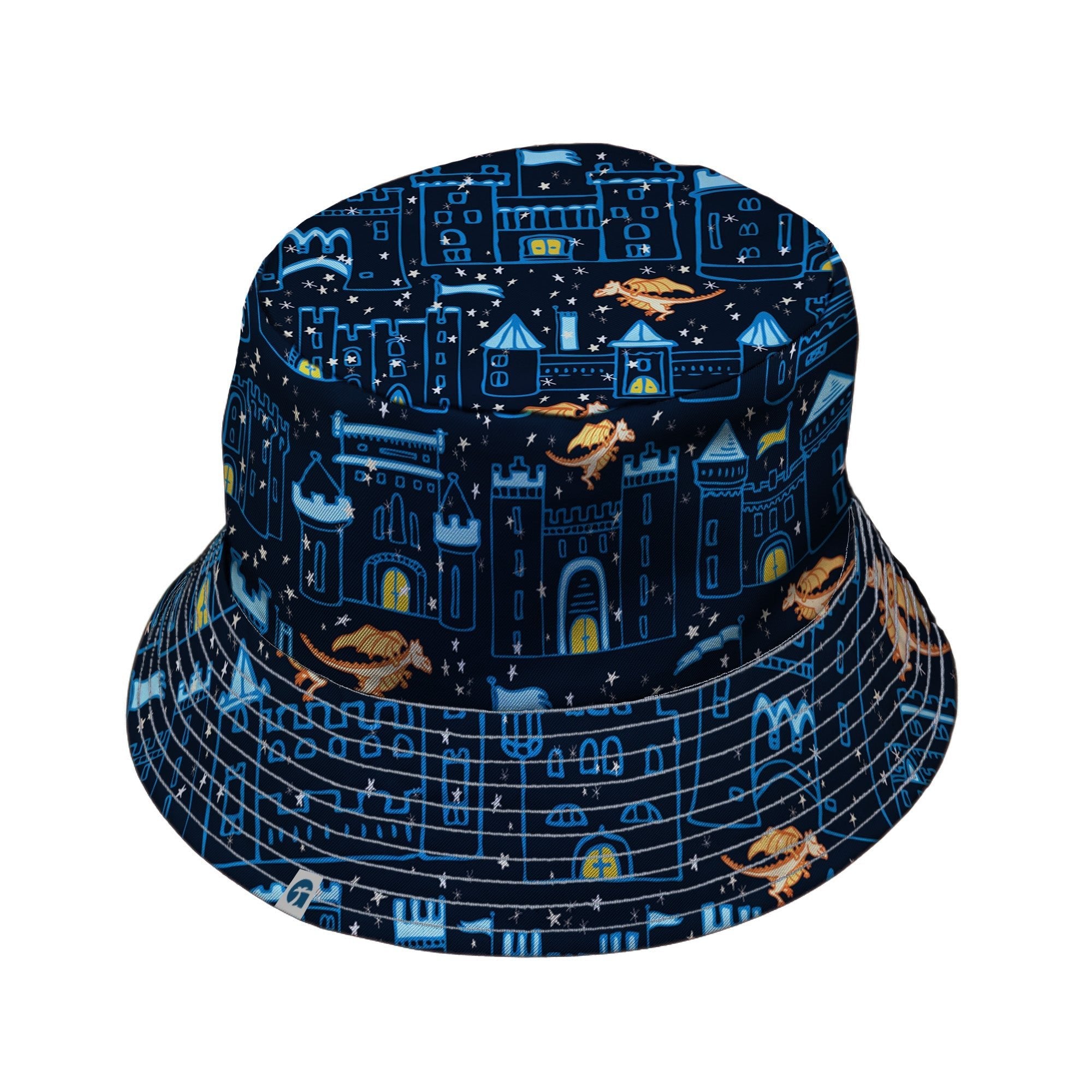 Medieval City Dragon Bucket Hat Geek Nerd Design by Zirkus Design fantasy prints lx - B