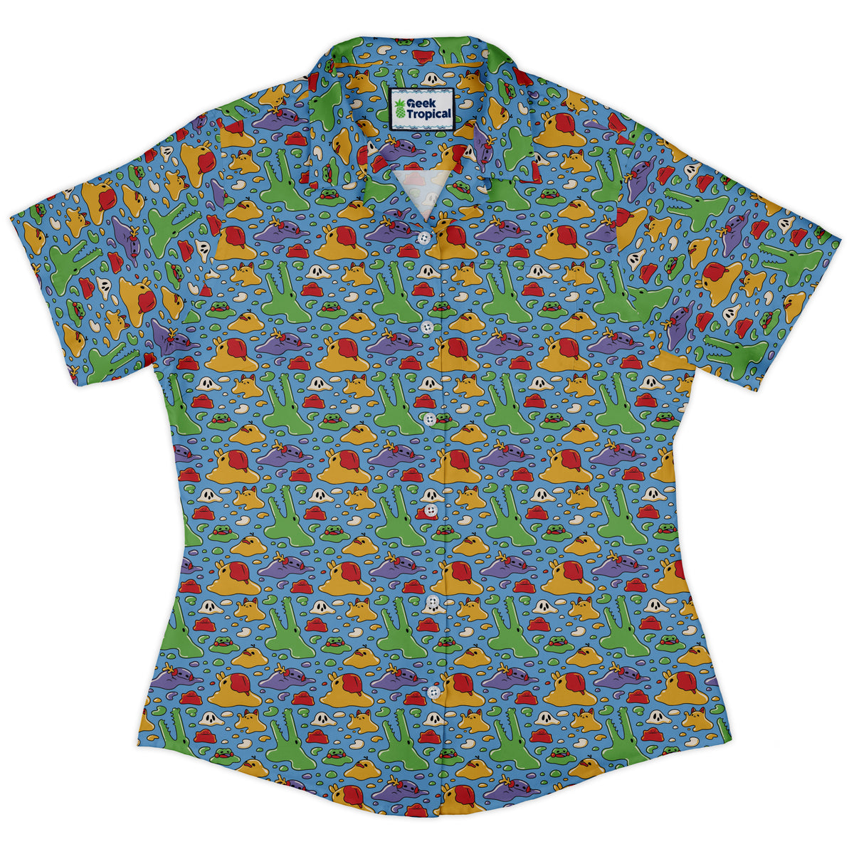 Melty Animal Parade Curvy Button Up Shirt womens front