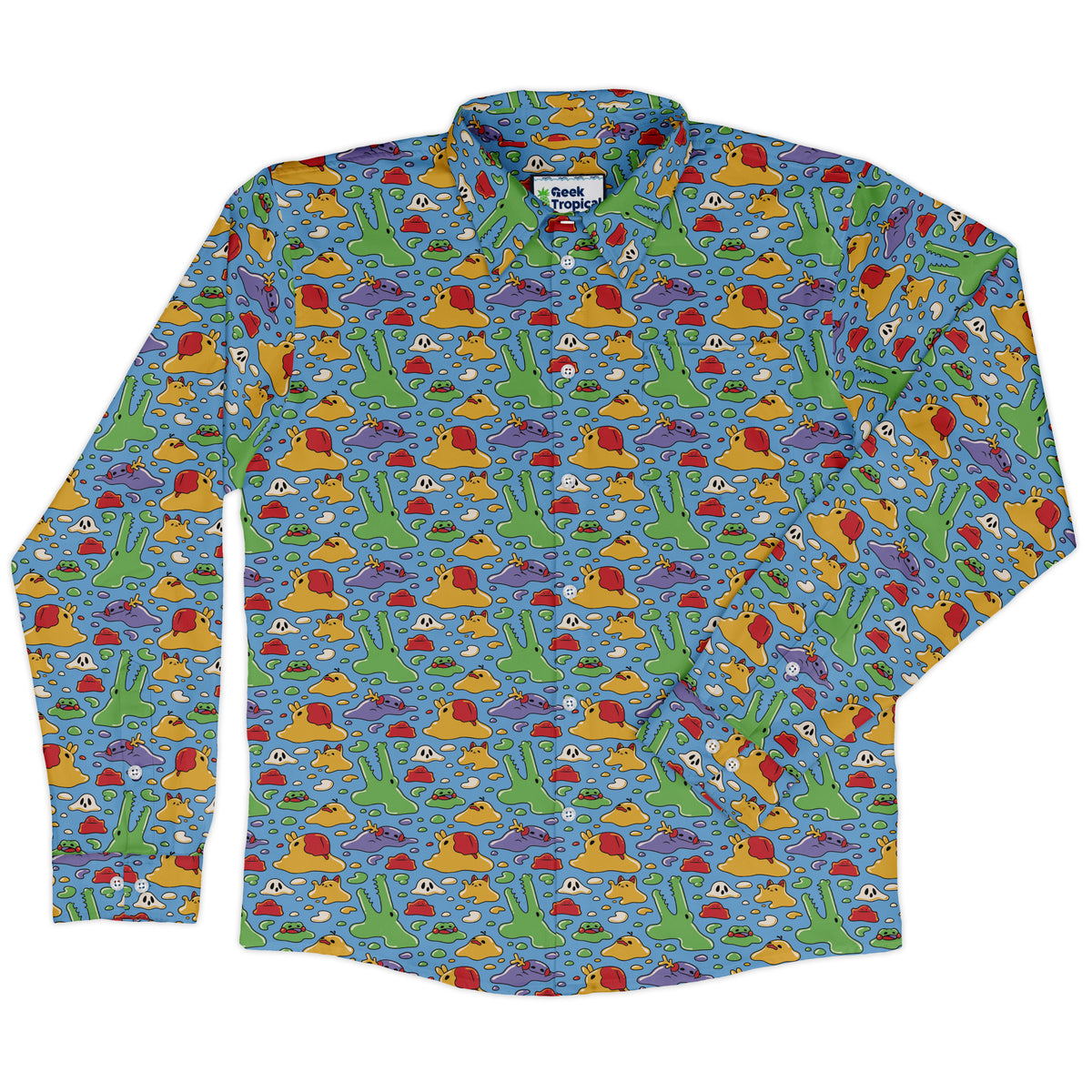 Melty Animal Parade Long Sleeve Button Up Shirt front